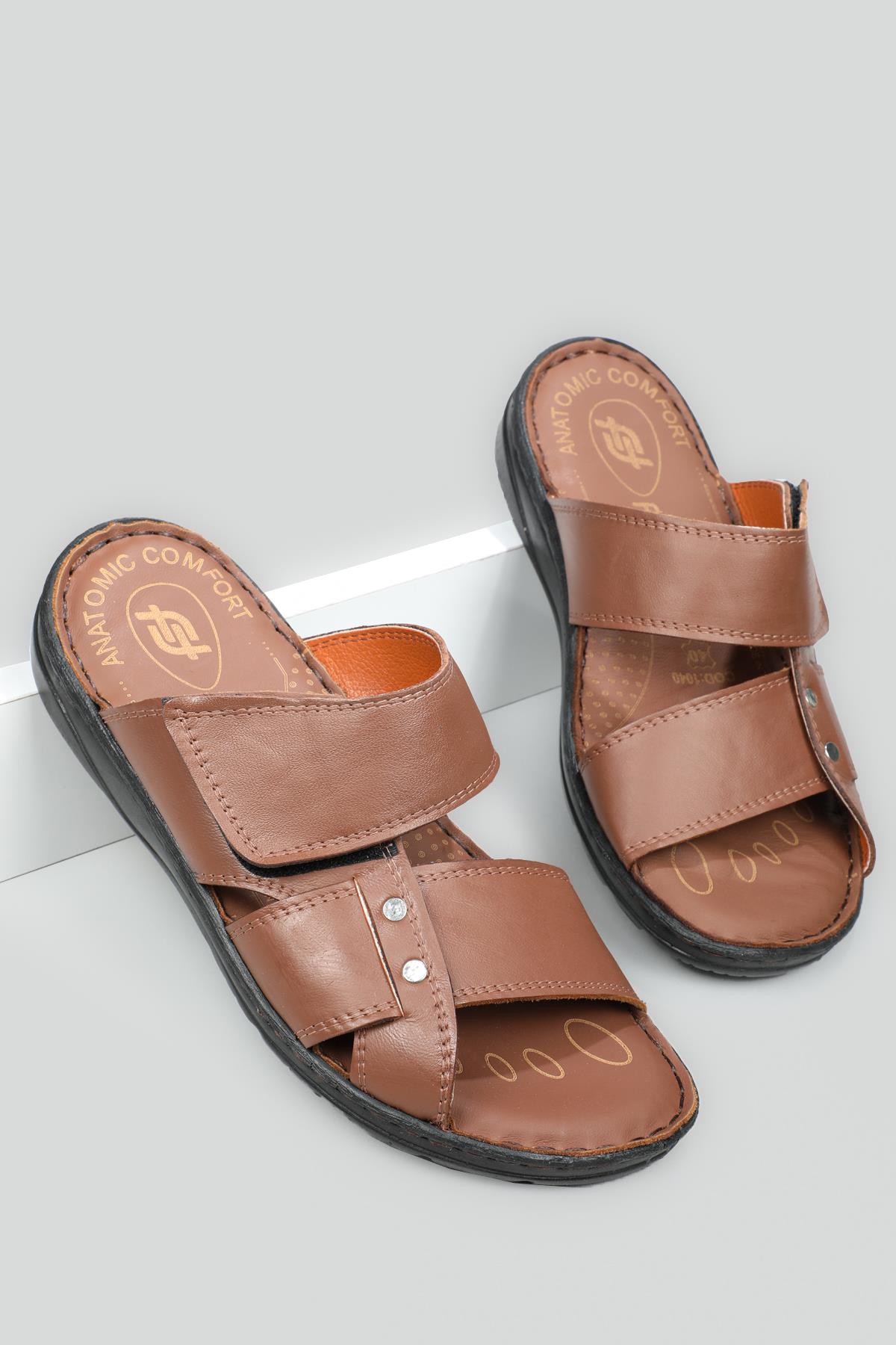 Deri Rahat Comfort Taba Erkek Terlik 1040 Erkek Terlik FELLUCE FELLUCE 1040 MER 22Y