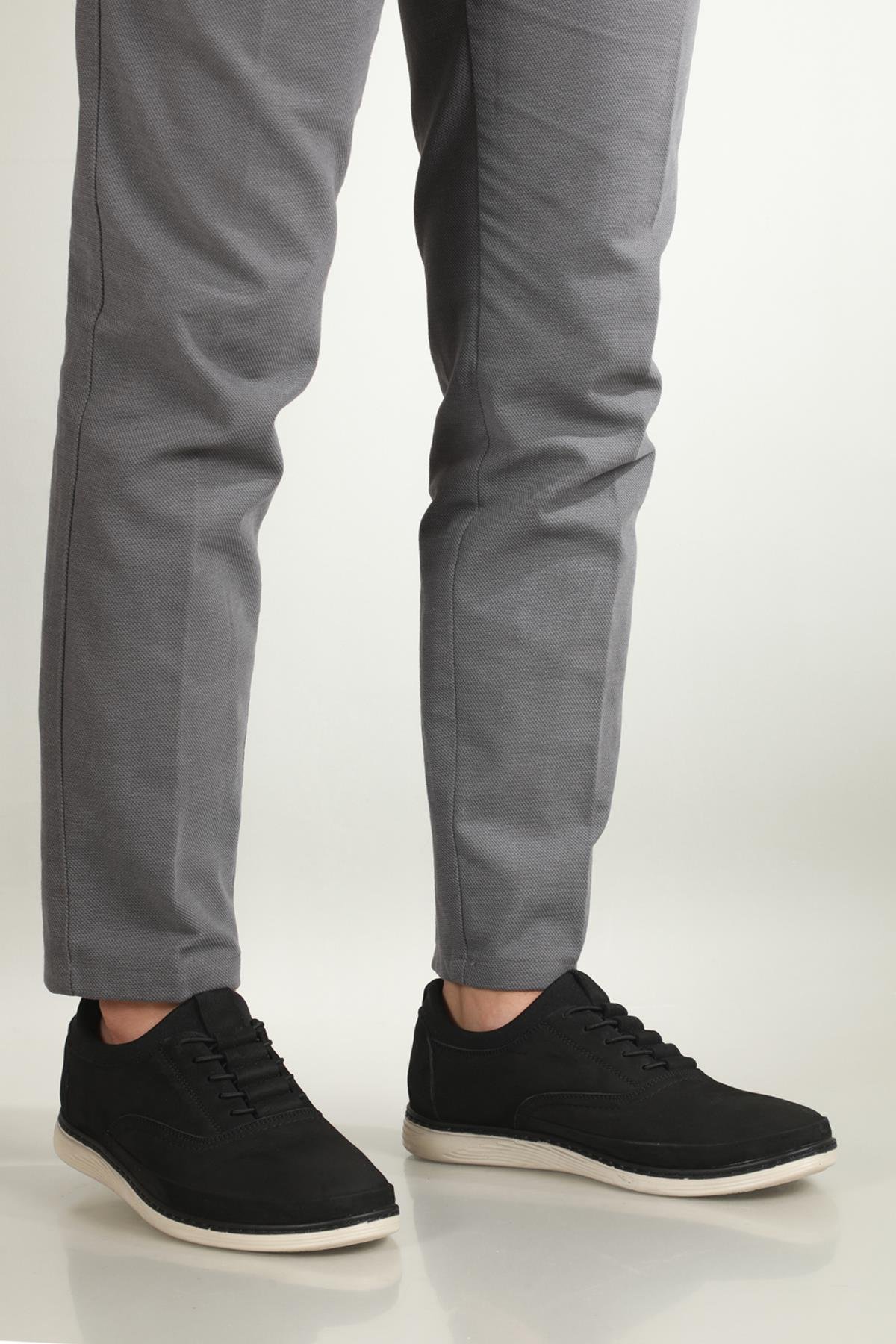 Deri Rahat Taban Günlük Siyah Nubuk Erkek Ayakkabı N335 Erkek Rahat & Confort Anatomik Wow Plus WOW PLUS N335 MER POLİ