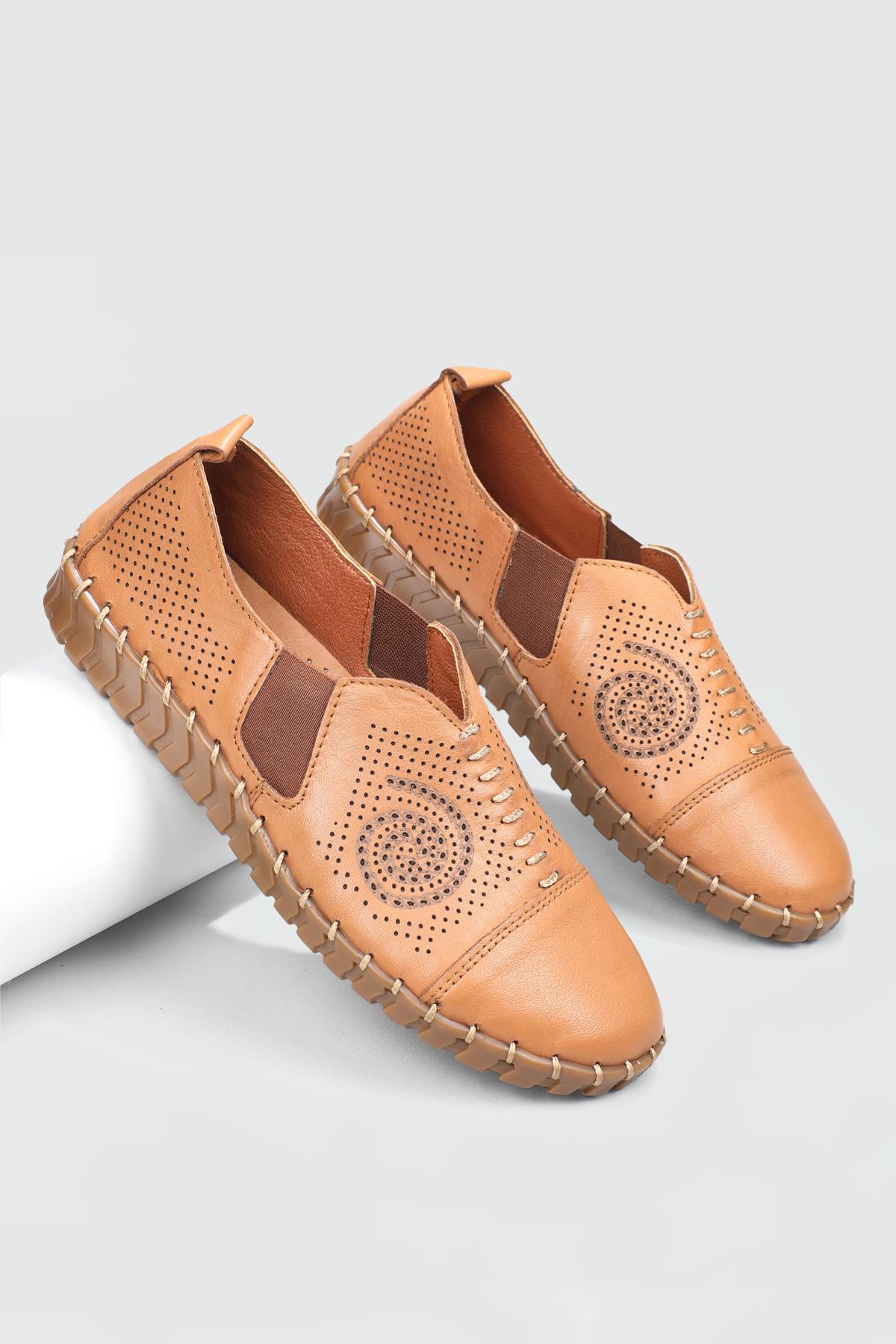 Deri Rahat Taban Günlük Taba Desenli Kadın Ayakkabı NB-673 Kadın Günlük Ayakkabı Cıtyzen Cityzen NB-673 22Y