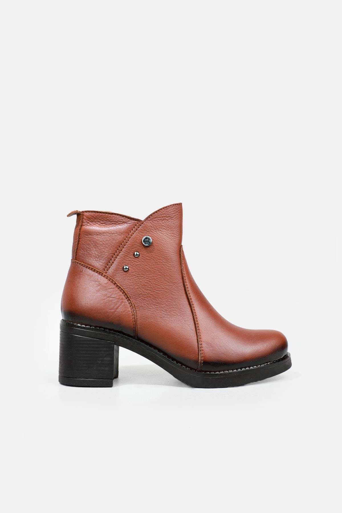 Deri Topuklu Taba Kadın Bot NB-42 Kadın Günlük Conford Bot Carla Bella Carla Bella NB-42 Kadın Deri