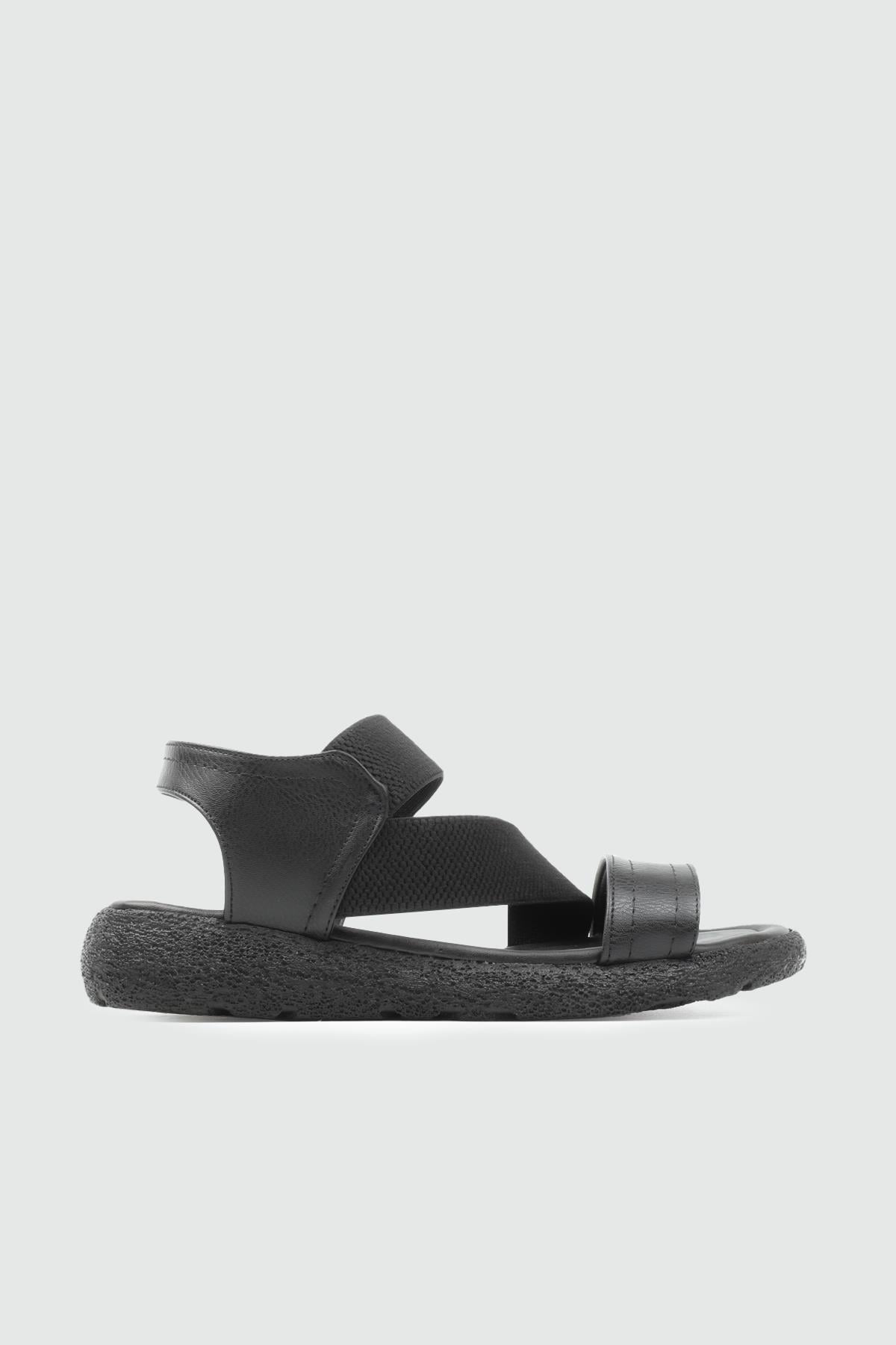 Elastik Bağ Sandalet Siyah Kadın Ayakkabı MŞ-063 Kadın düz Sandalet MAVİŞ My Bella MŞ-063 Kadın 25Y