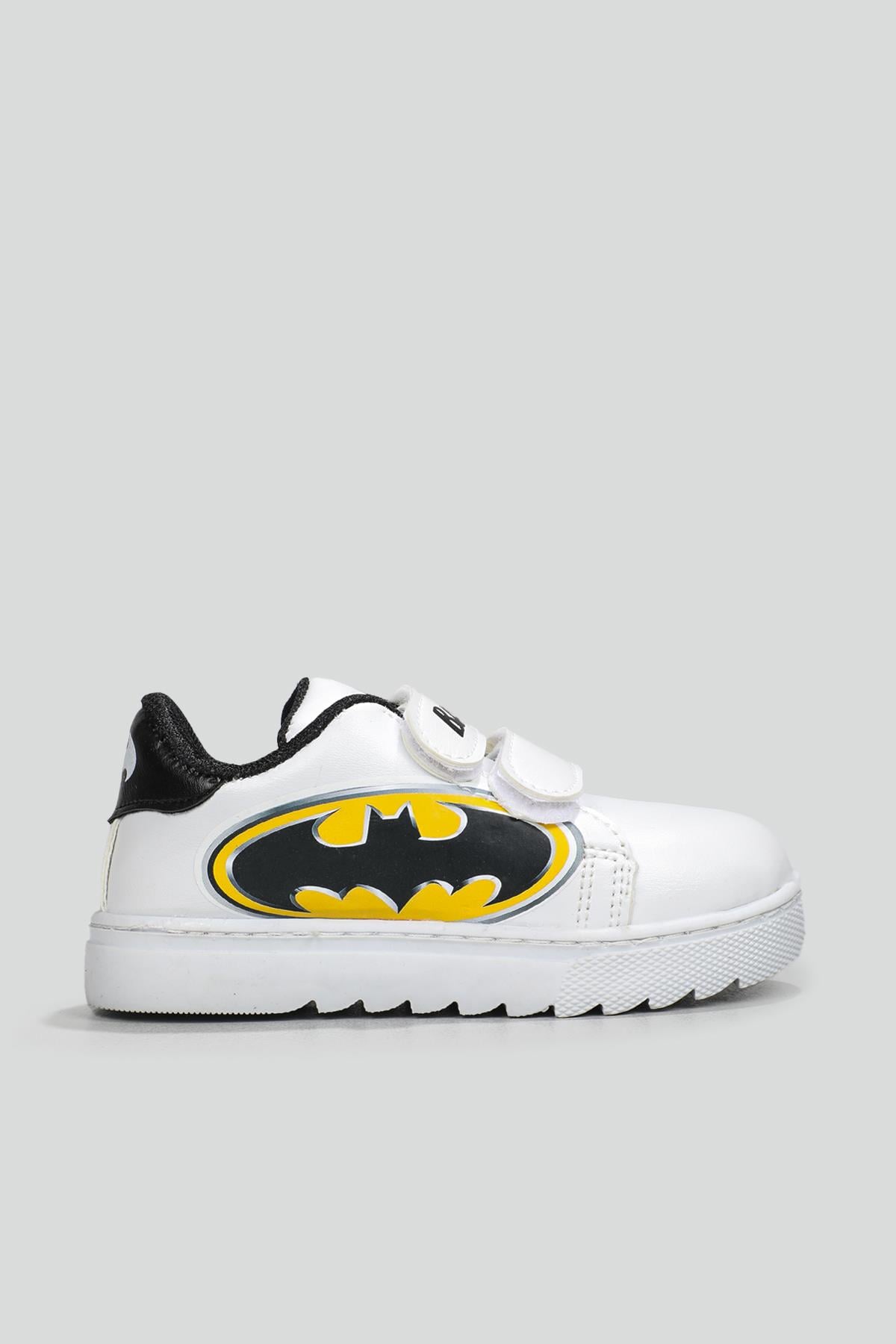 Esnek Taban Batman Baskılı Cırtlı Sneaker Beyaz Siyah Çocuk Spor Ayakkabı BATMAN Çocuk Sneaker Beınsteps Beinsteps Batman 22y