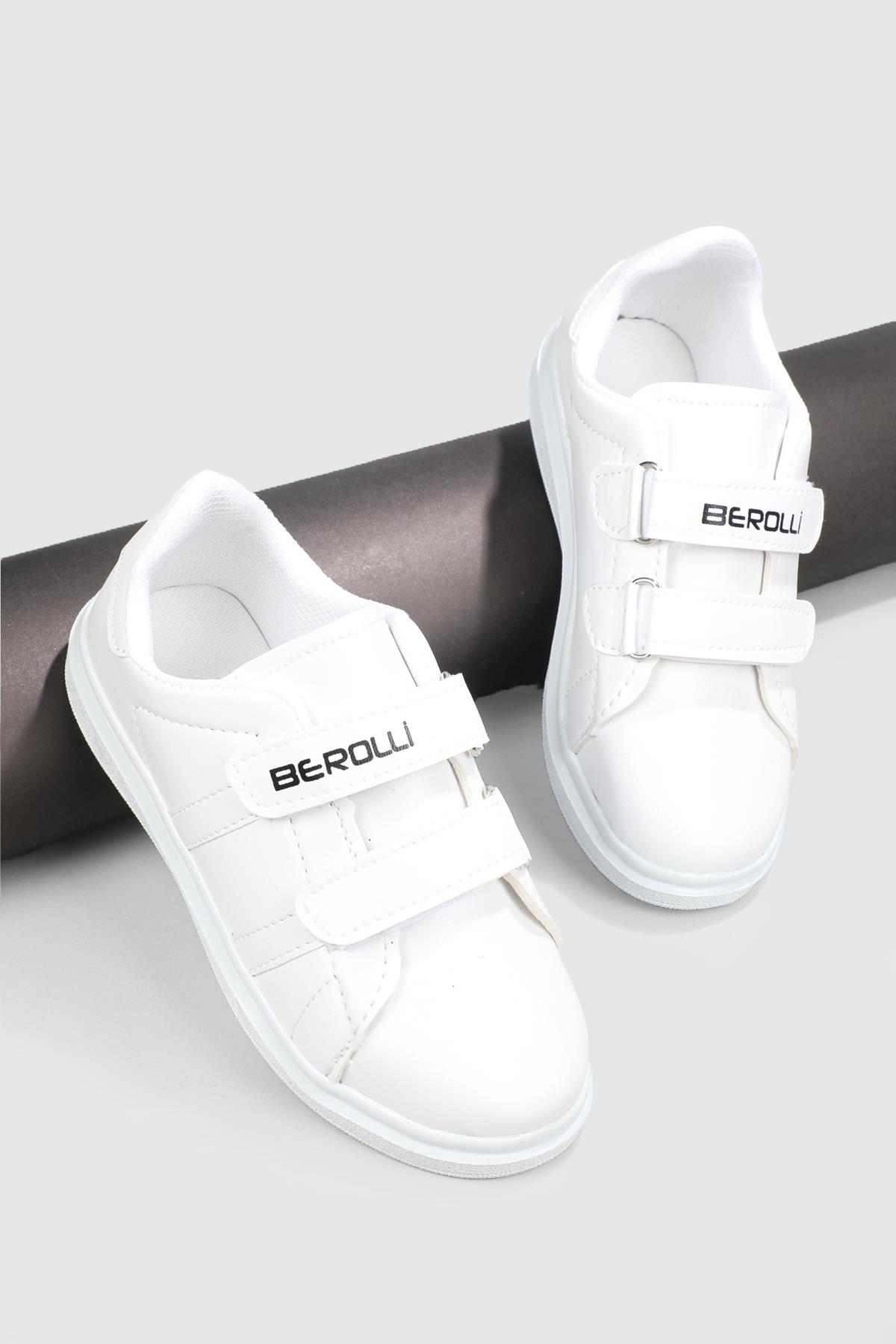 Esnek Taban Cırtlı Beyaz Beyaz Çocuk Spor Ayakkabı BEROLLI Çocuk Sneaker Beınsteps Beinsteps Berolli 22y