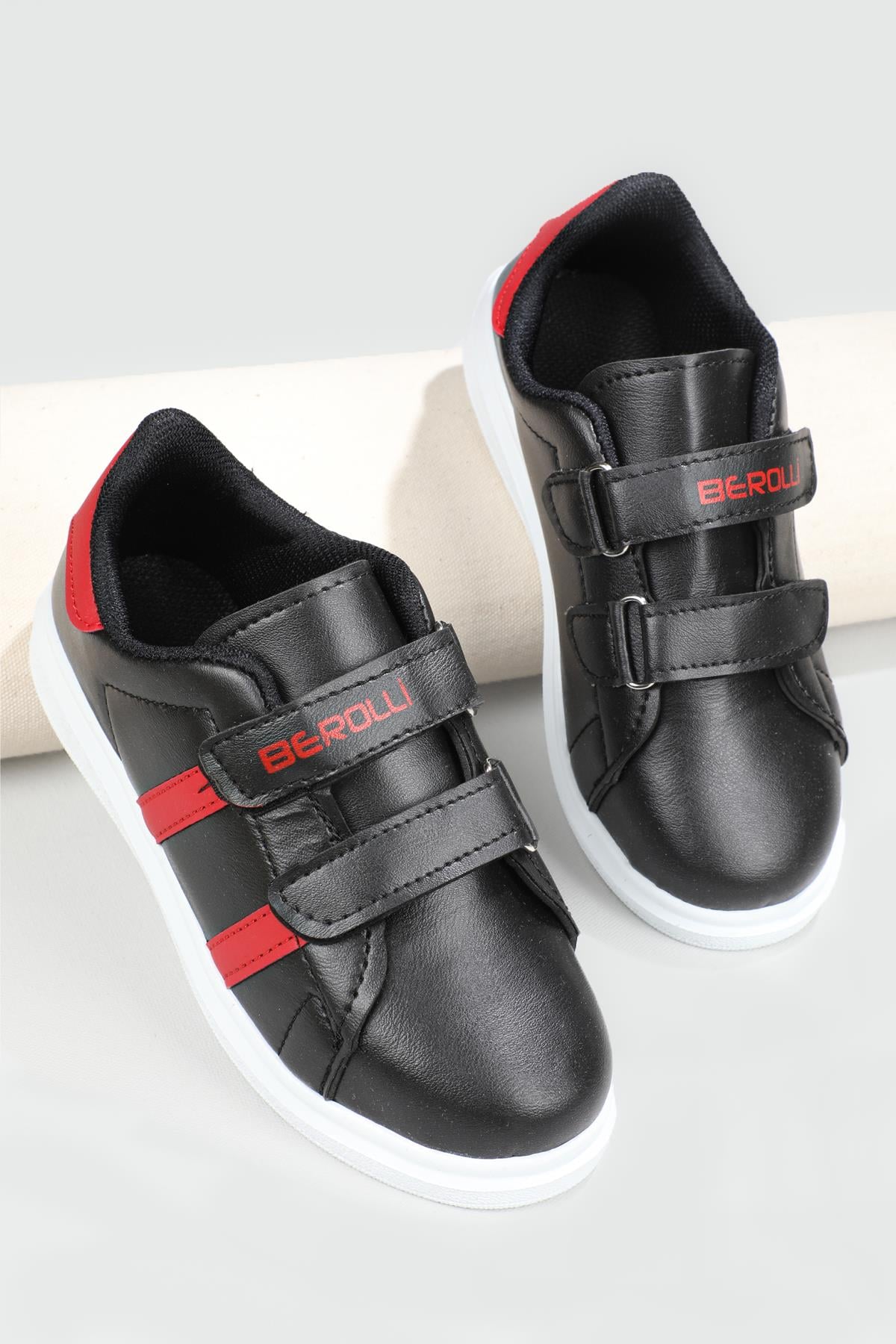 Esnek Taban Cırtlı Siyah Kırmızı Çocuk Spor Ayakkabı BEROLLI Çocuk Sneaker Beınsteps Beinsteps Berolli 22y