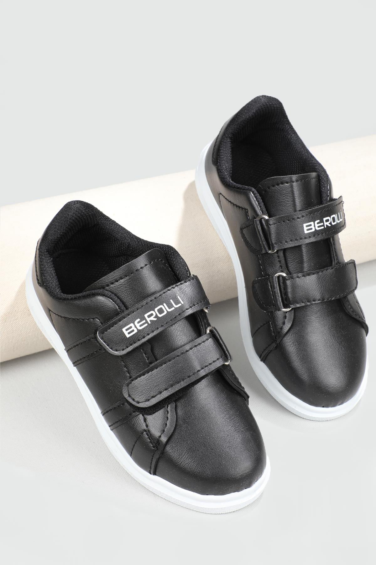 Esnek Taban Cırtlı Siyah Siyah Çocuk Spor Ayakkabı BEROLLI Çocuk Sneaker Beınsteps Beinsteps Berolli 22y