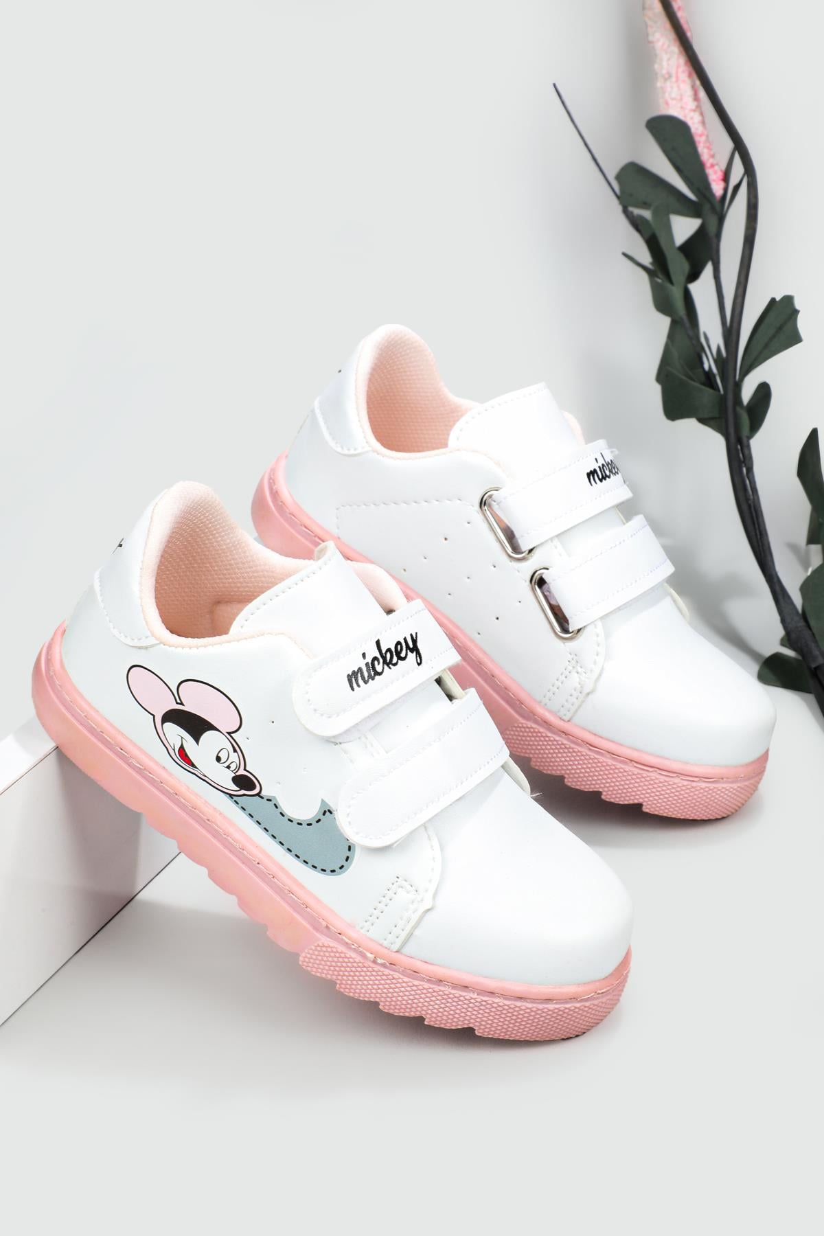 Esnek Taban Mickey Baskılı Cırtlı Sneaker Byz Pembe Çocuk Spor Ayakkabı MİCKEY Çocuk Sneaker Beınsteps Beinsteps Mickey 22Y