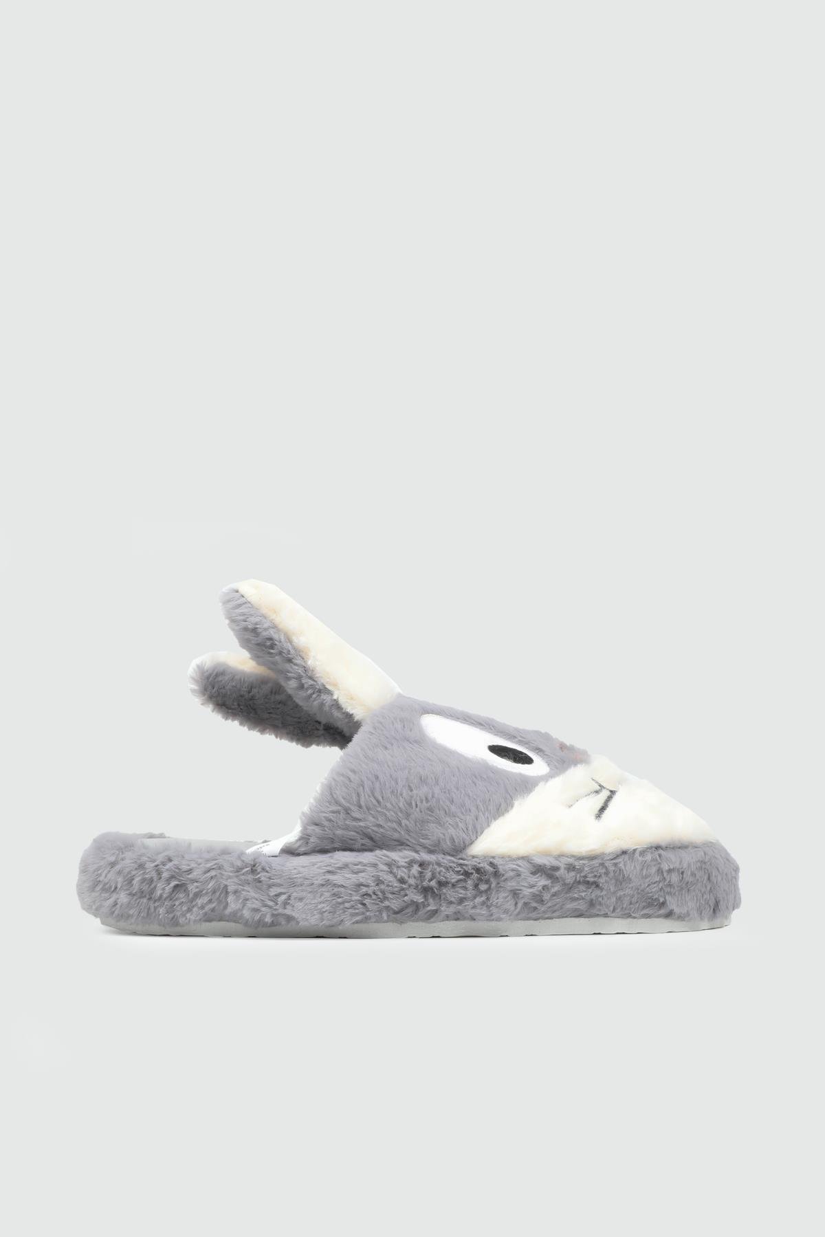 Ev İçi Rahat Tüylü Beyaz Gri Kadın Terlik Z-2 Kadın Kışlık Ev Terliği Carla Bella My Bella Bugs Bunny 25K