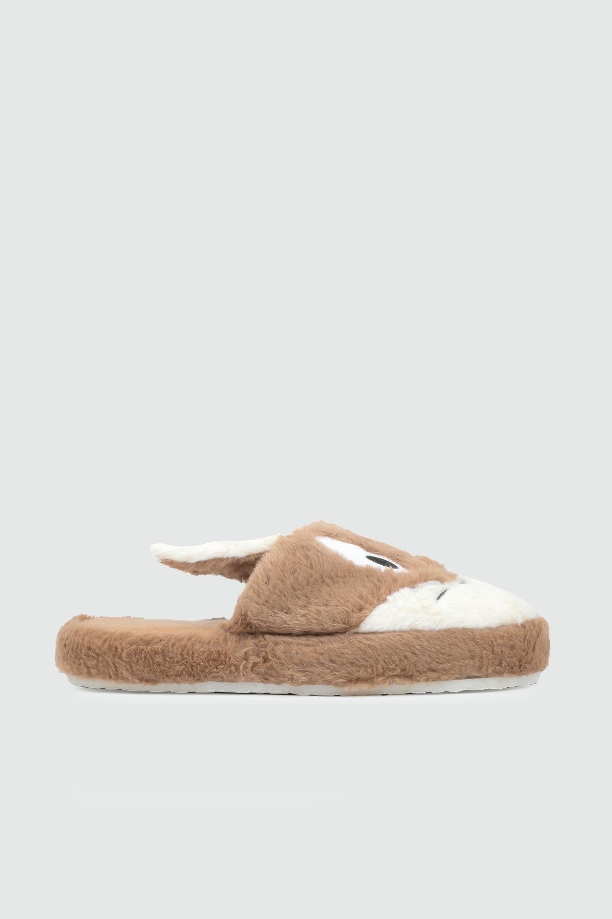 Ev İçi Rahat Tüylü Beyaz Kahve Kadın Terlik Z-2 Kadın Kışlık Ev Terliği Carla Bella My Bella Bugs Bunny 25K