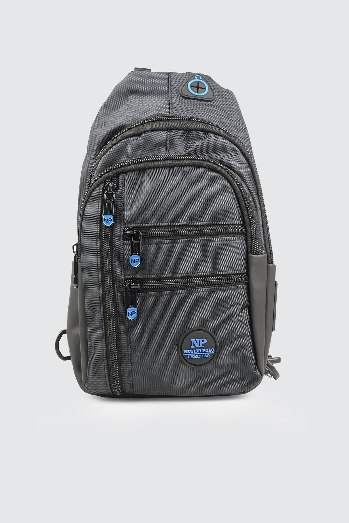 Fermuarlı El ve Omuz Günlük Siyah Mavi Erkek Çanta Nevish 2333 Günlük Çanta Nevish Nevish 2333