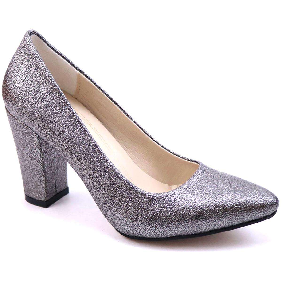 Günlük 9 cm Topuklu Platin Çatlak Kadın Ayakkabı N-2600 Kadın Yüksek Topuklu Carla Bella 7167870