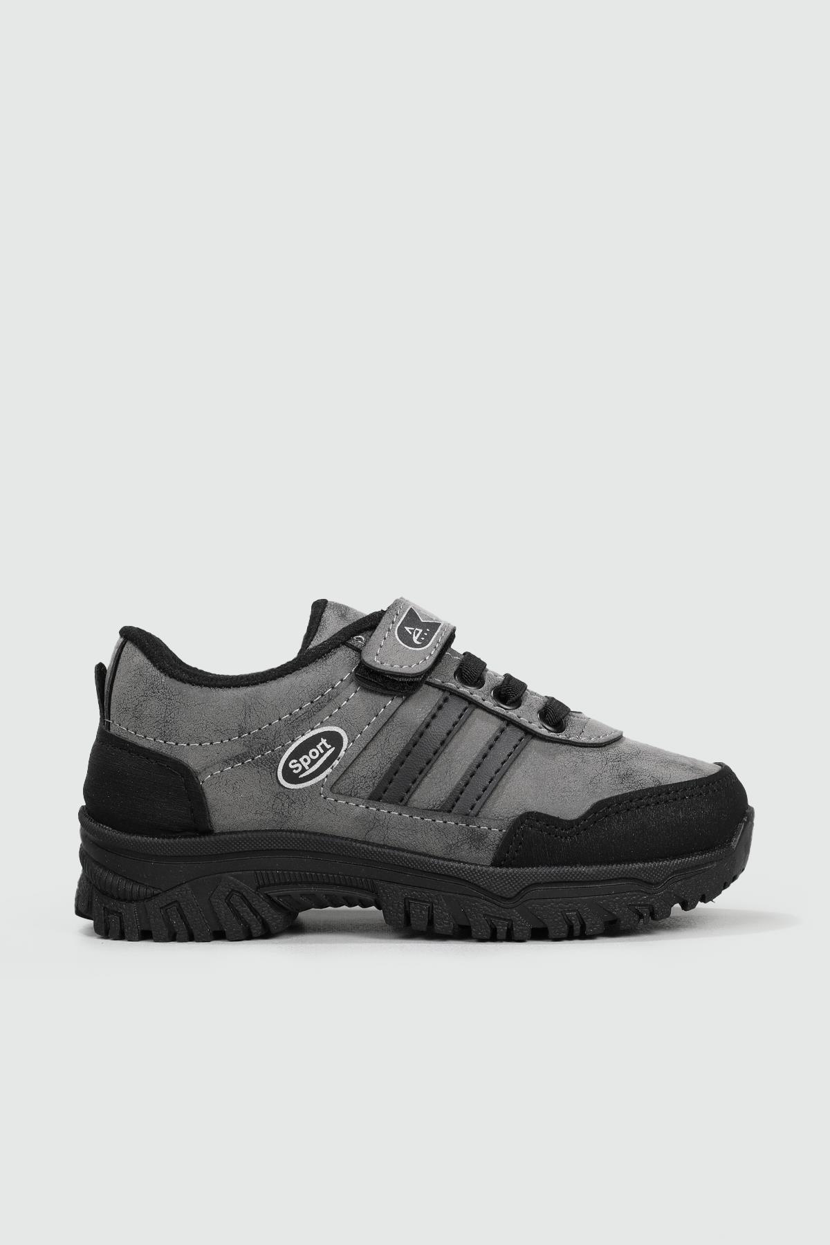 Günlük Bağcıklı Cırtlı Füme Siyah Çocuk Spor Ayakkabı 5090 Çocuk Günlük Spor Ayakkabı Beınsteps Beinsteps 5090 FLT 22K