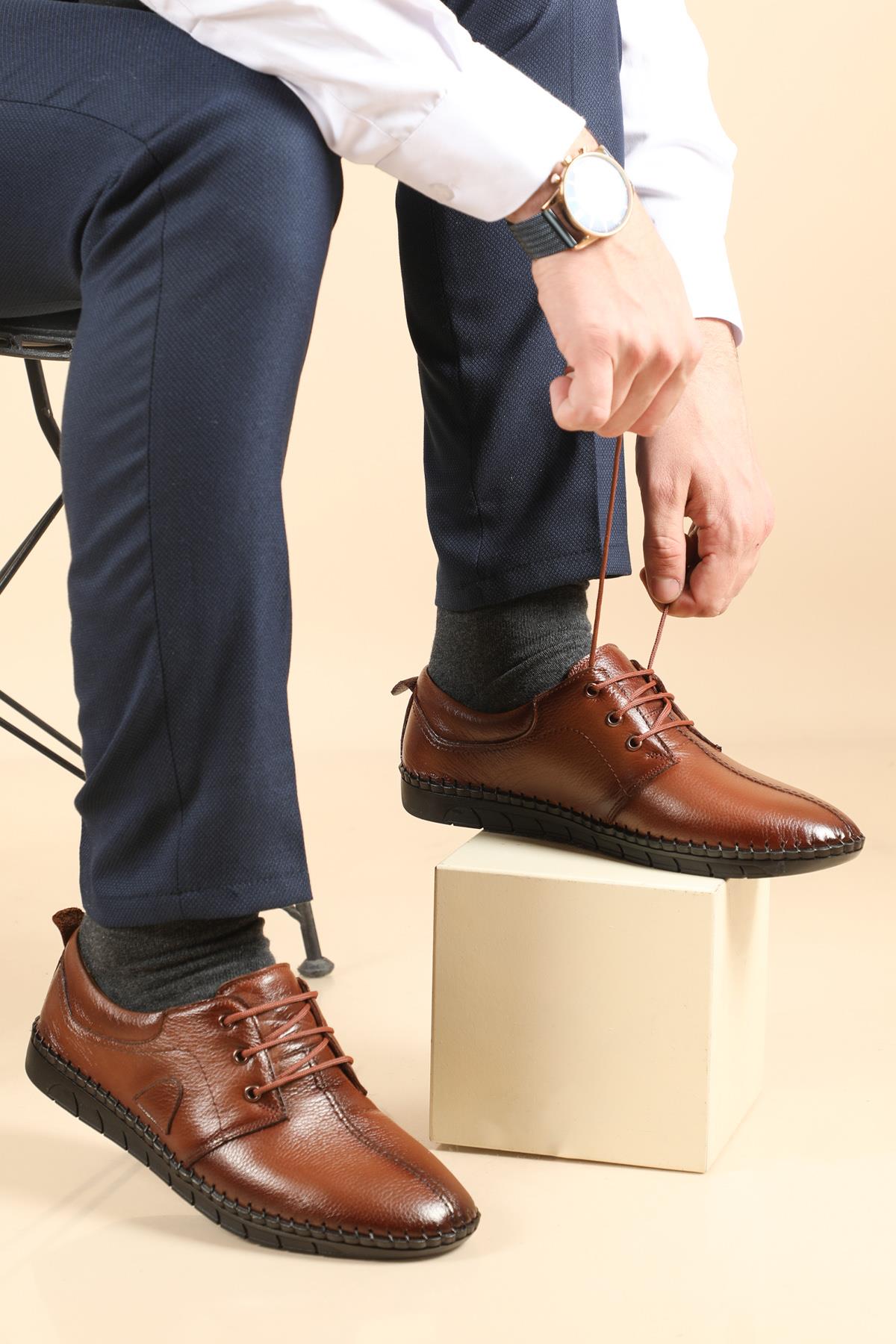 Günlük Deri Taba Erkek Ayakkabı 802 Erkek Rahat & Confort Anatomik Wow Plus WOW PLUS N802 MER KAUÇUK