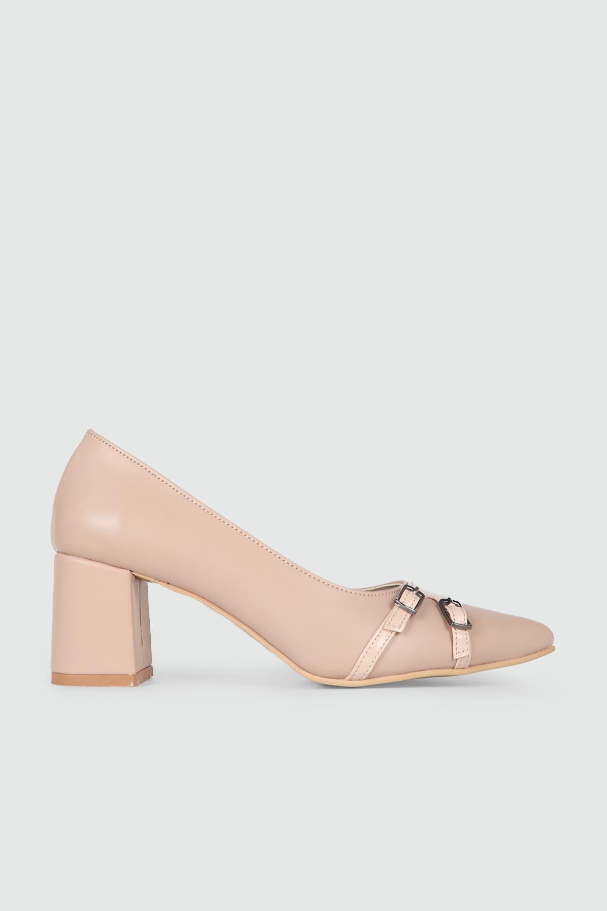 Günlük Klasik Tokalı Nut Kadın Ayakkabı SRP-54 Kadın Yüksek Topuklu Serap MYBELLA SRP-54 KADIN 24K