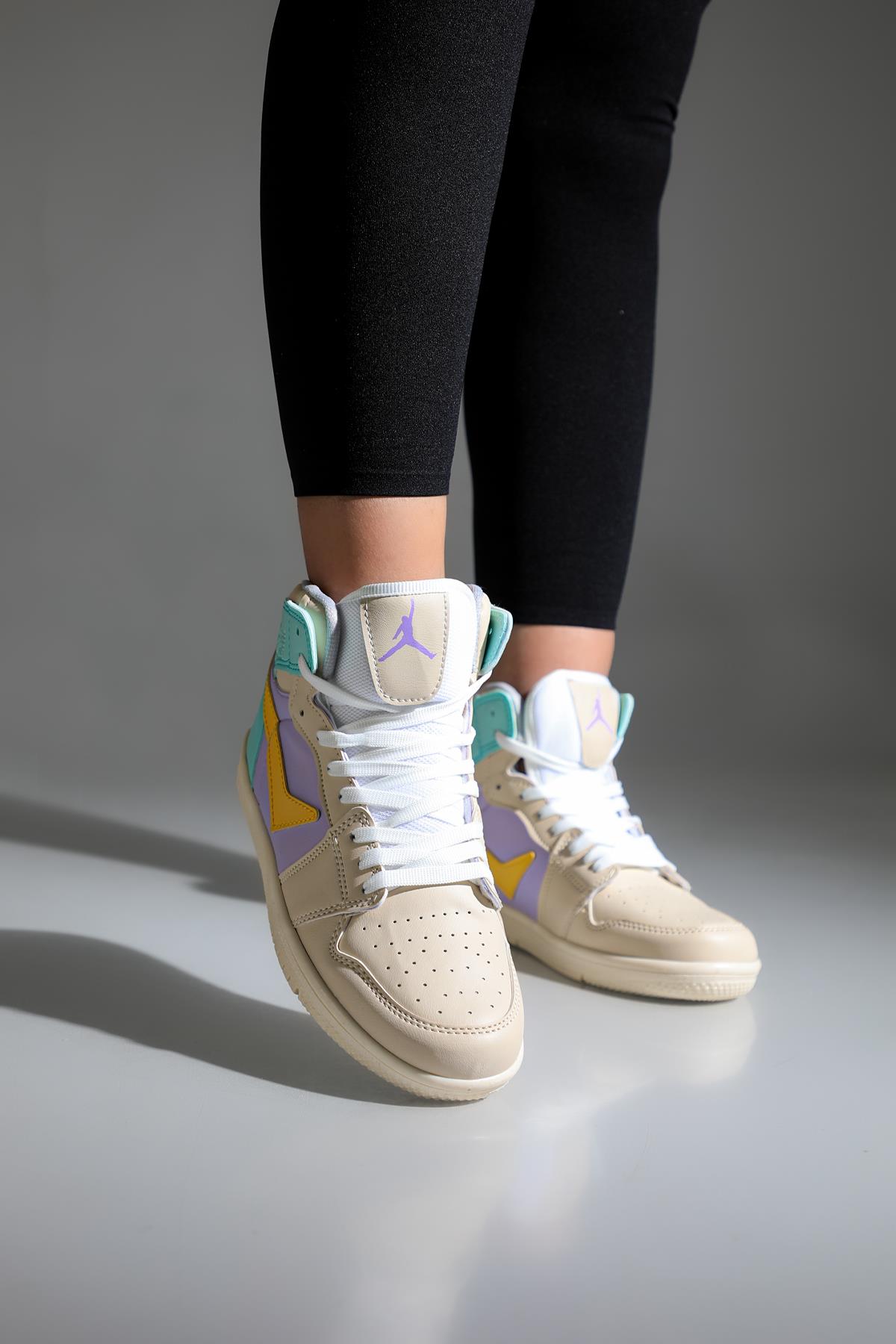 Günlük Krem Lila Unisex Spor Ayakkabı 8070 Unisex Günlük Spor Ayakkabı Lambırlent LAMBIRLENT 8070 UNİSEX BASKET