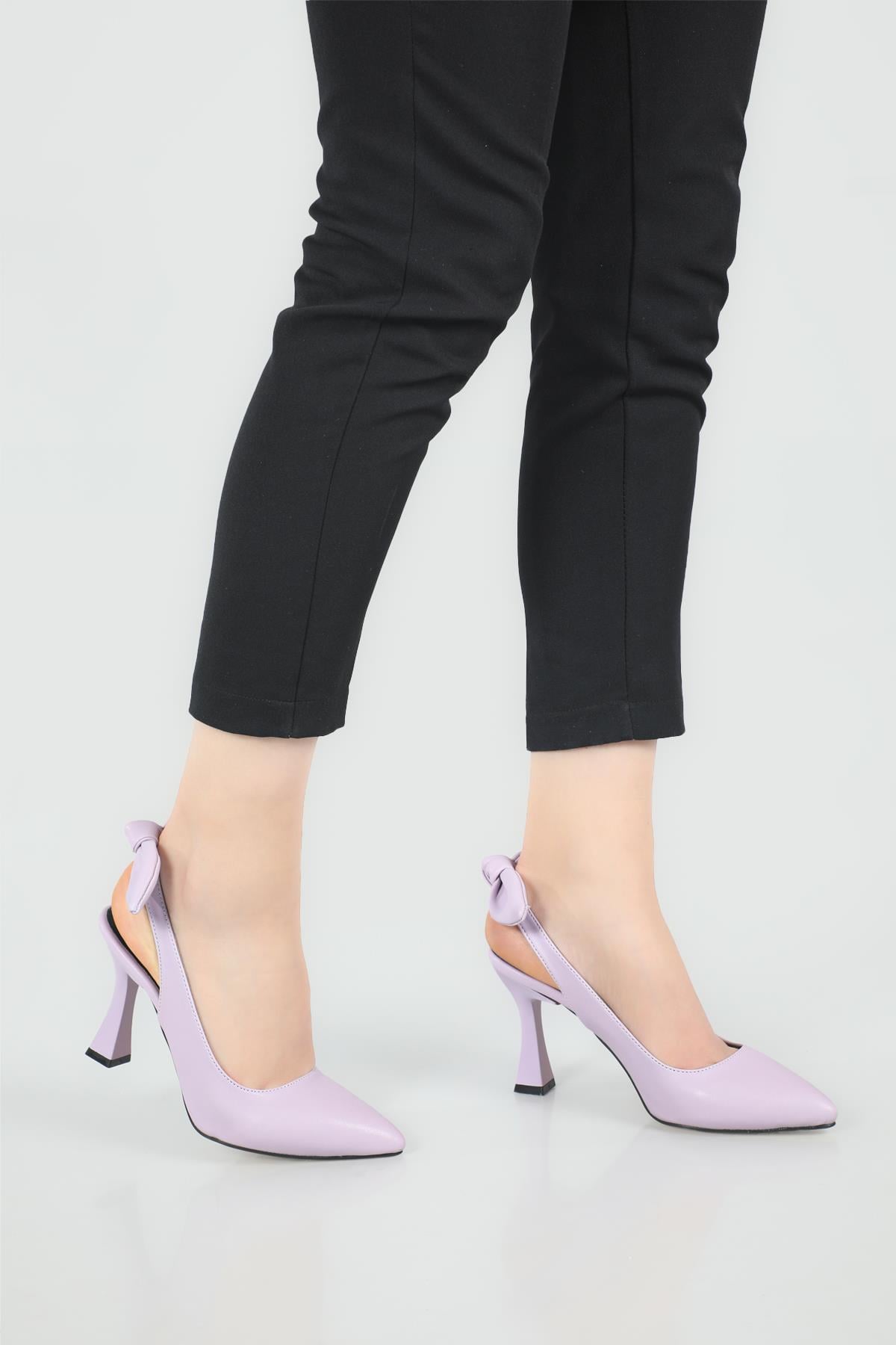 Günlük Papyonlu 9 Cm Topuklu Stiletto Lila Kadın Ayakkabı AMANDA Kadın Stiletto Carla Bella My Bella Amanda 22Y