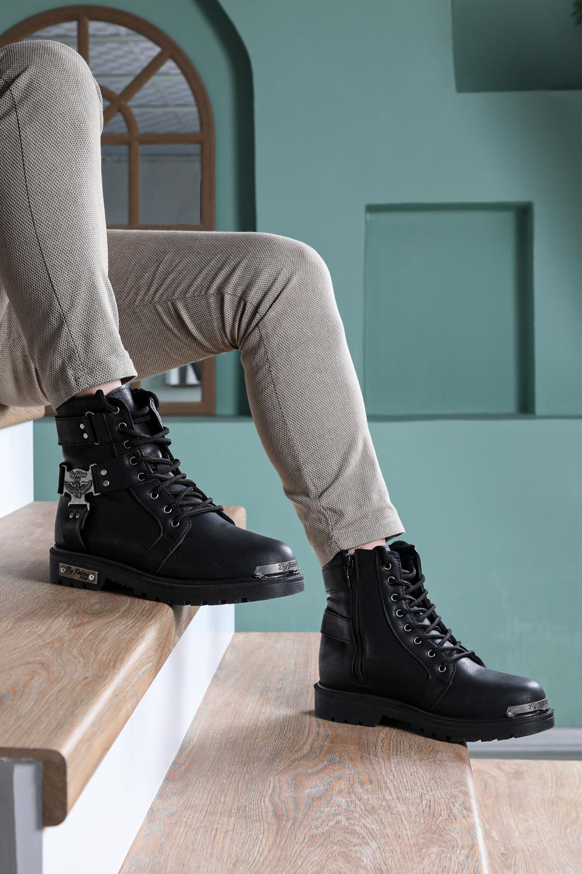 Günlük Postal Siyah Erkek Bot 2018 Erkek Günlük Confort Bot FALCON FALCON 2018 MER BOT