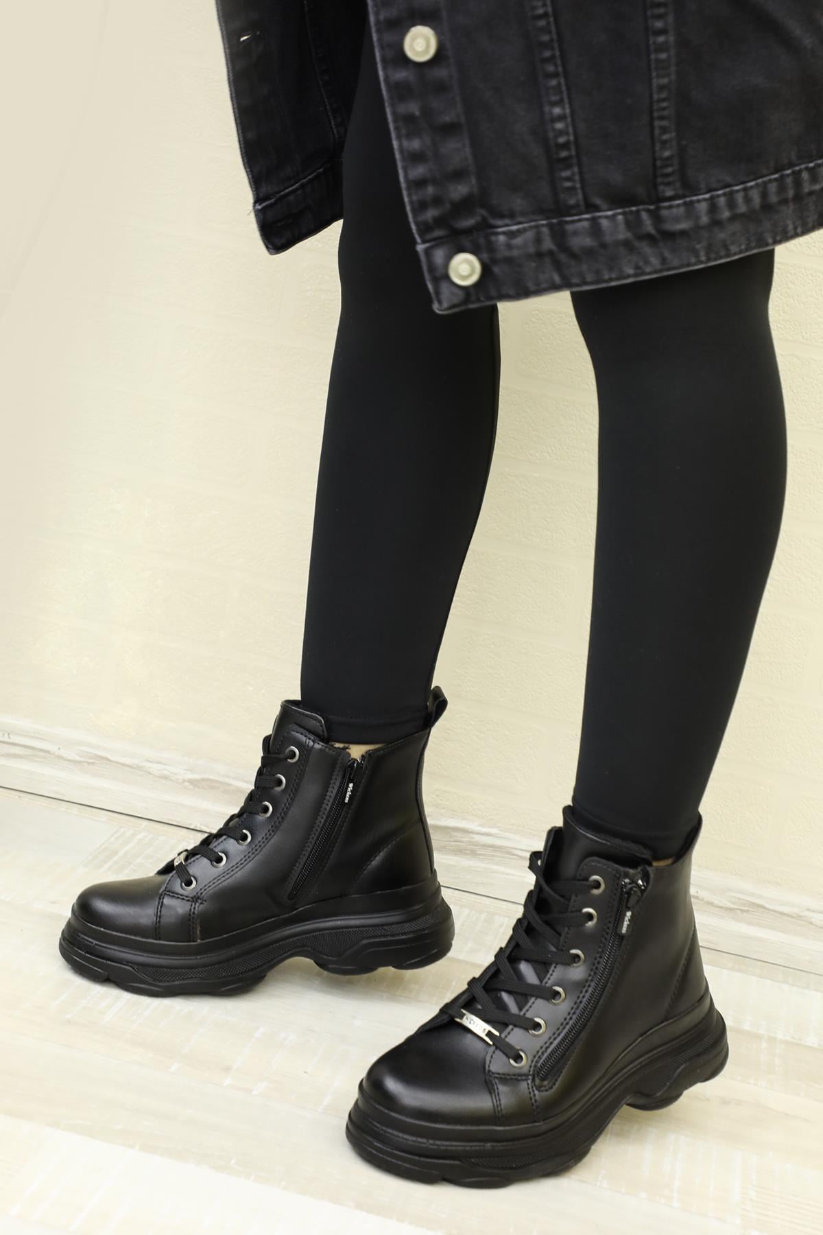 Günlük Postal Sıyah Unisex Bot 2270 Unisex Günlük Confort Bot Wickers WİCKERS 2270 UNİ