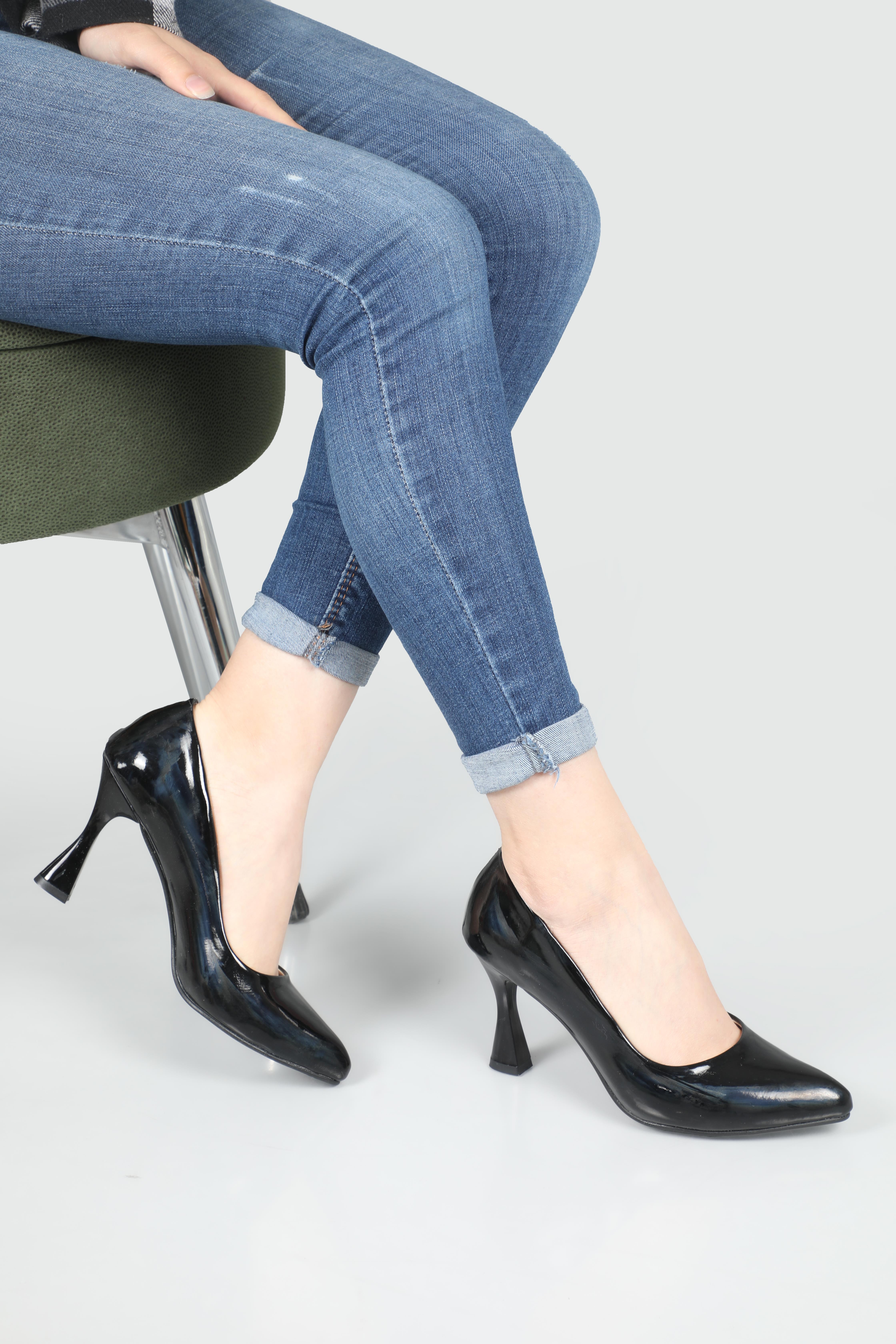 Günlük Rahat 9 Cm Topuklu Stiletto Siyah Rugan Kadın Ayakkabı CLARA Kadın Stiletto Carla Bella My Bella Clara Stiletto