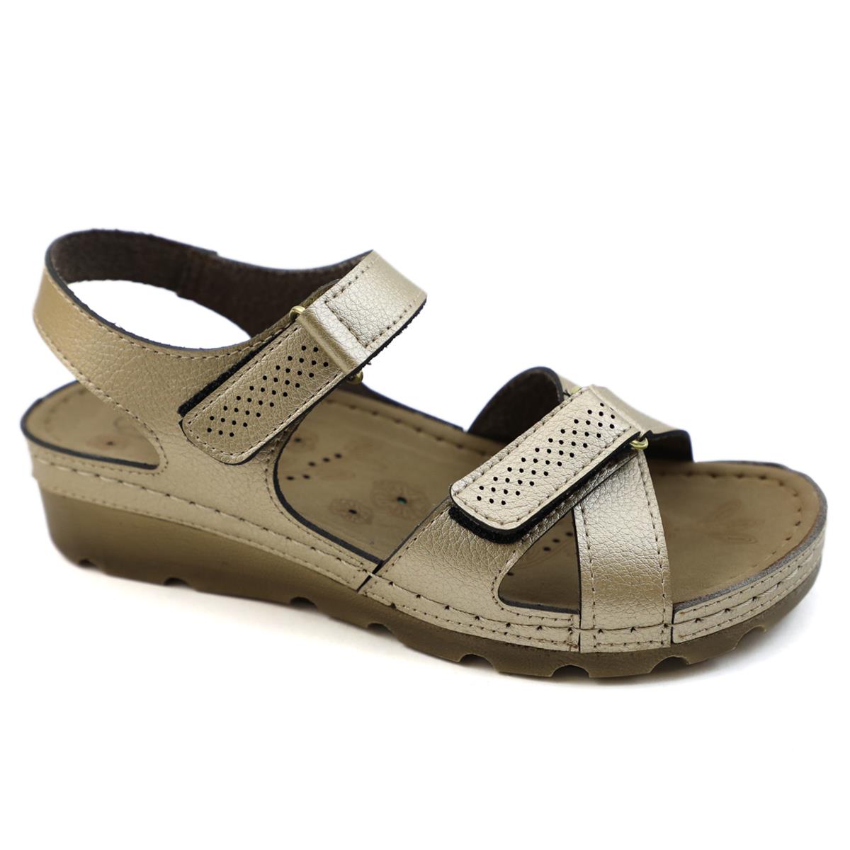 Günlük Rahat Altın Kadın Sandalet 160107 Kadın Düz Sandalet Seray CV 160107 ZEN SANDALET