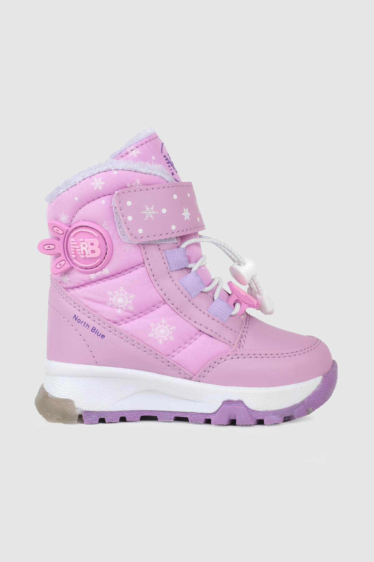 Günlük Rahat Bağcıklı Lila Cırtlı  Işıklı Bebe Karbotu NORTH BLUE 016 Çocuk Yağmur ve Kar Botu North Blue NORTH BLUE 016 BEBE 25K