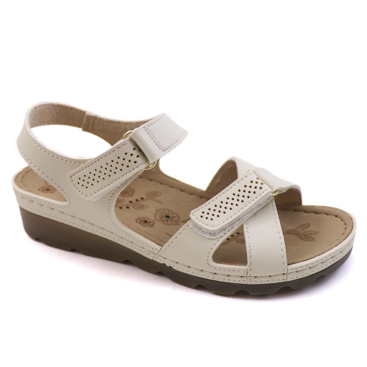 Günlük Rahat Bej Kadın Sandalet 160107 Kadın Düz Sandalet Seray CV 160107 ZEN SANDALET
