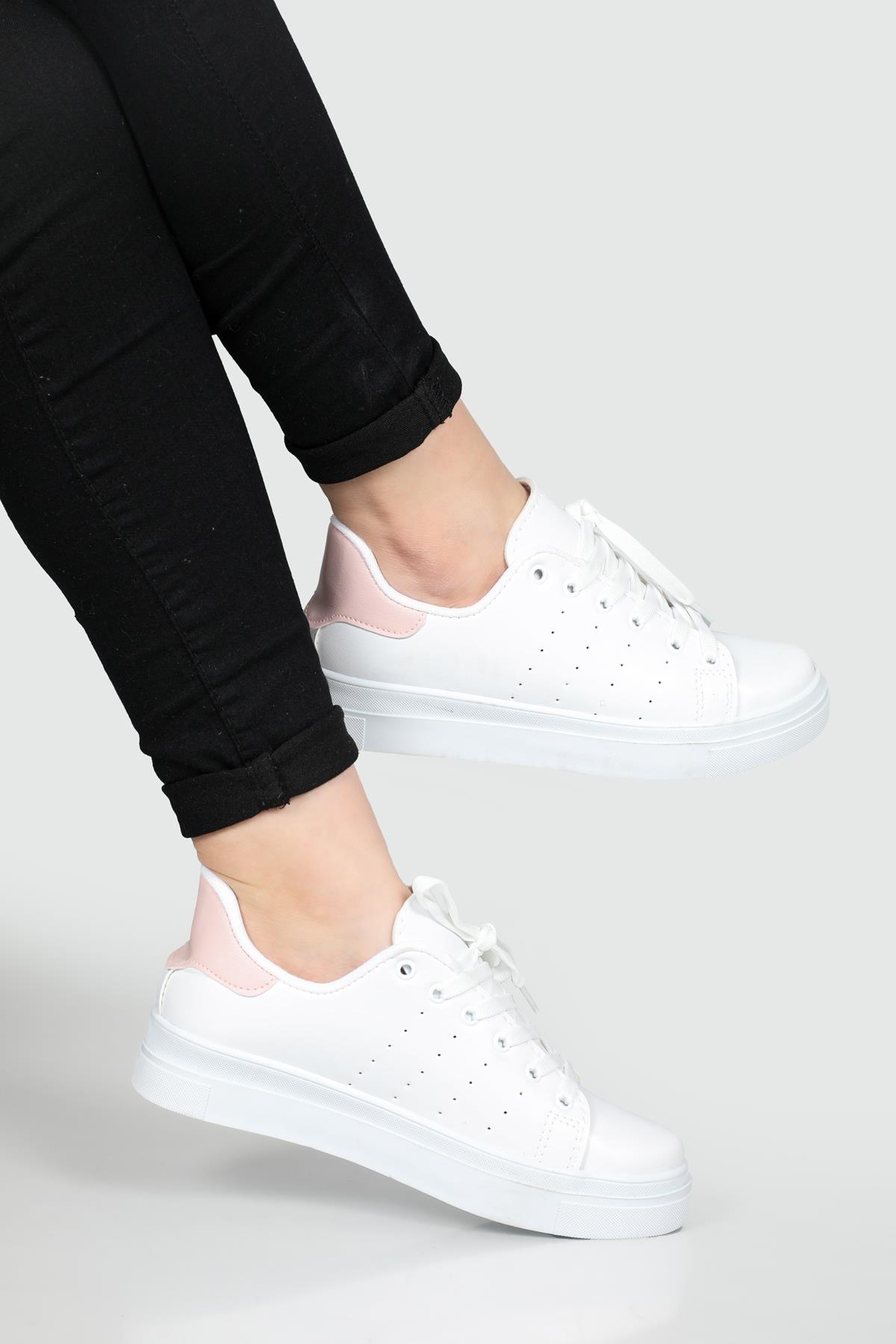 Günlük Rahat Beyaz Pudra Kadın Spor Ayakkabı SMİTH Kadın Sneaker Beınsteps Beinsteps Smith Kadın Sneaker