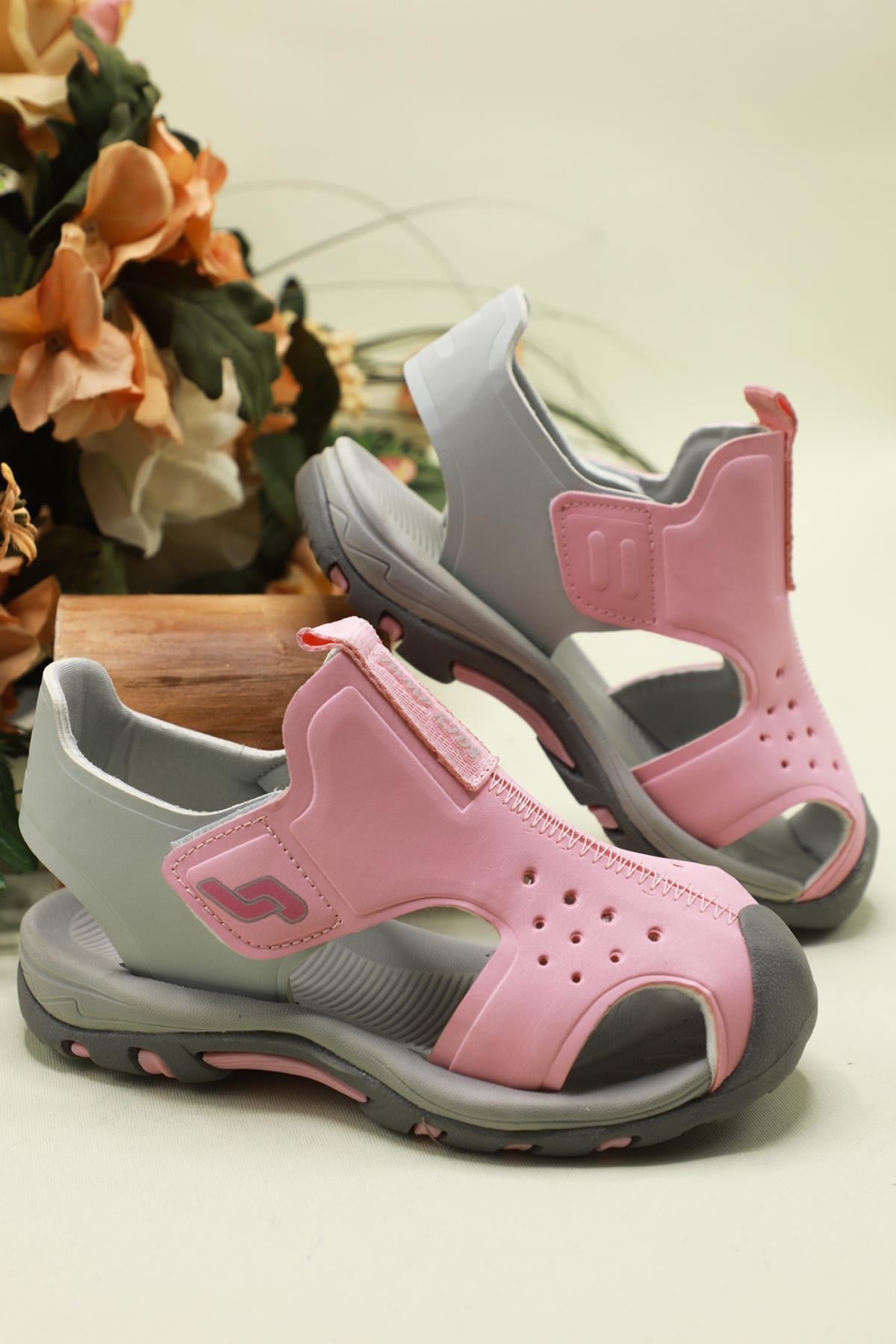 Günlük Rahat Pembe Gri Çocuk Sandalet 26107 Çocuk Sandalet Jump JUMP 26107 Çocuk Spor