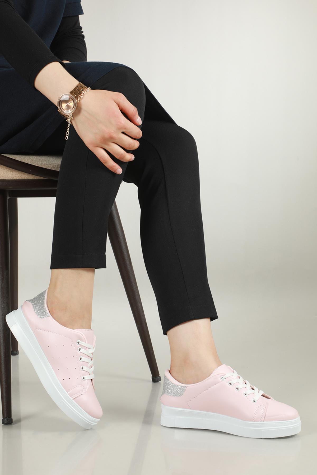 Günlük Rahat Pudra Gümüş Taş Kadın Spor Ayakkabı SMİTH Kadın Sneaker Beınsteps Beinsteps Smith Kadın Sneaker