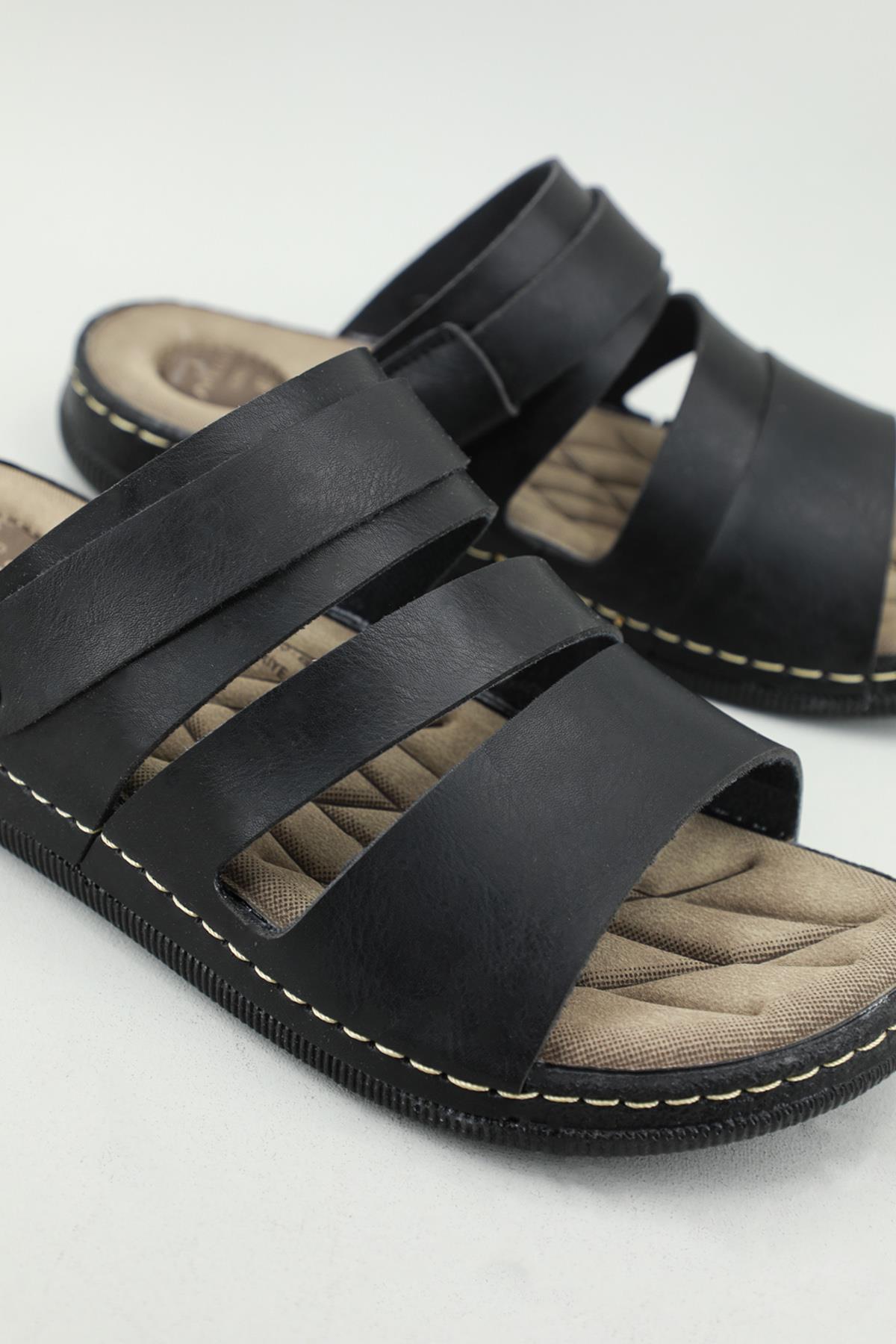 Günlük Rahat Siyah Erkek Sandalet 955-5 Erkek Sandalet Apella APELLA 955-5 MER SAND
