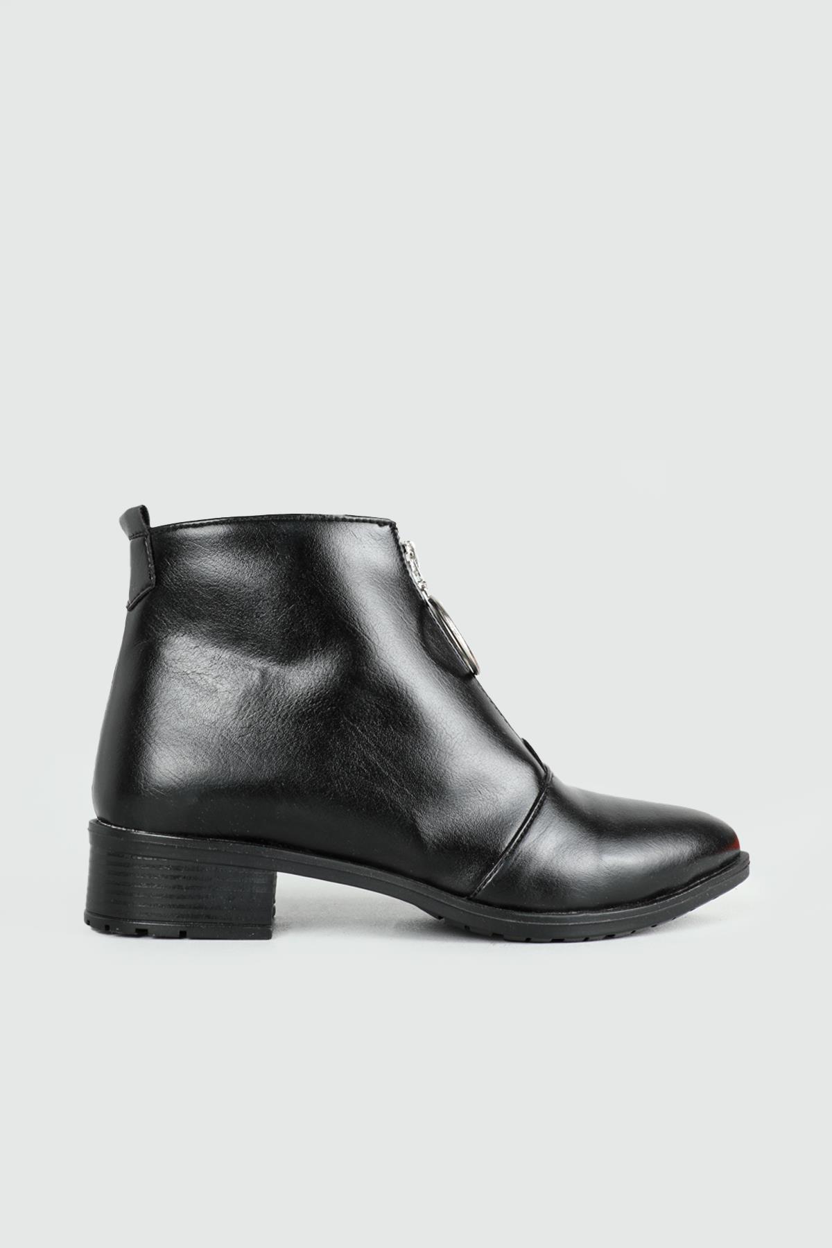 Günlük Rahat Sıyah Kadın Bot S-01 Kadın Klasik Bot Carla Bella SERVET S-01 SİVRİ BT