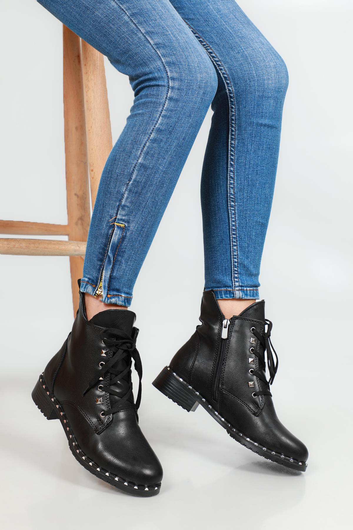 Günlük Rahat Siyah Kadın Bot S-415 Kadın Günlük Conford Bot Carla Bella SERVET S-415 TROPLU