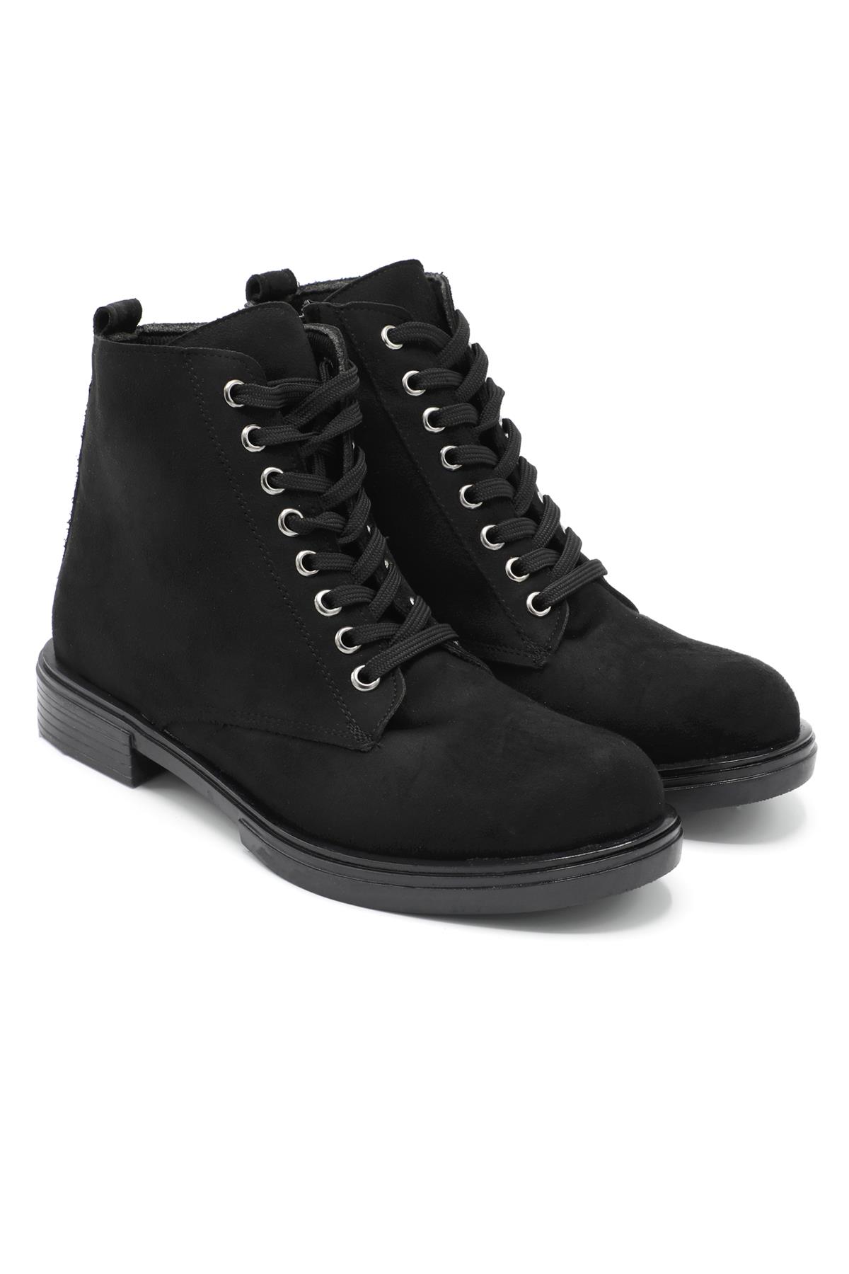 Günlük Rahat Siyah Süet Kadın Bot A-7005 Kadın Günlük Conford Bot Carla Bella ARMONİ A-7005