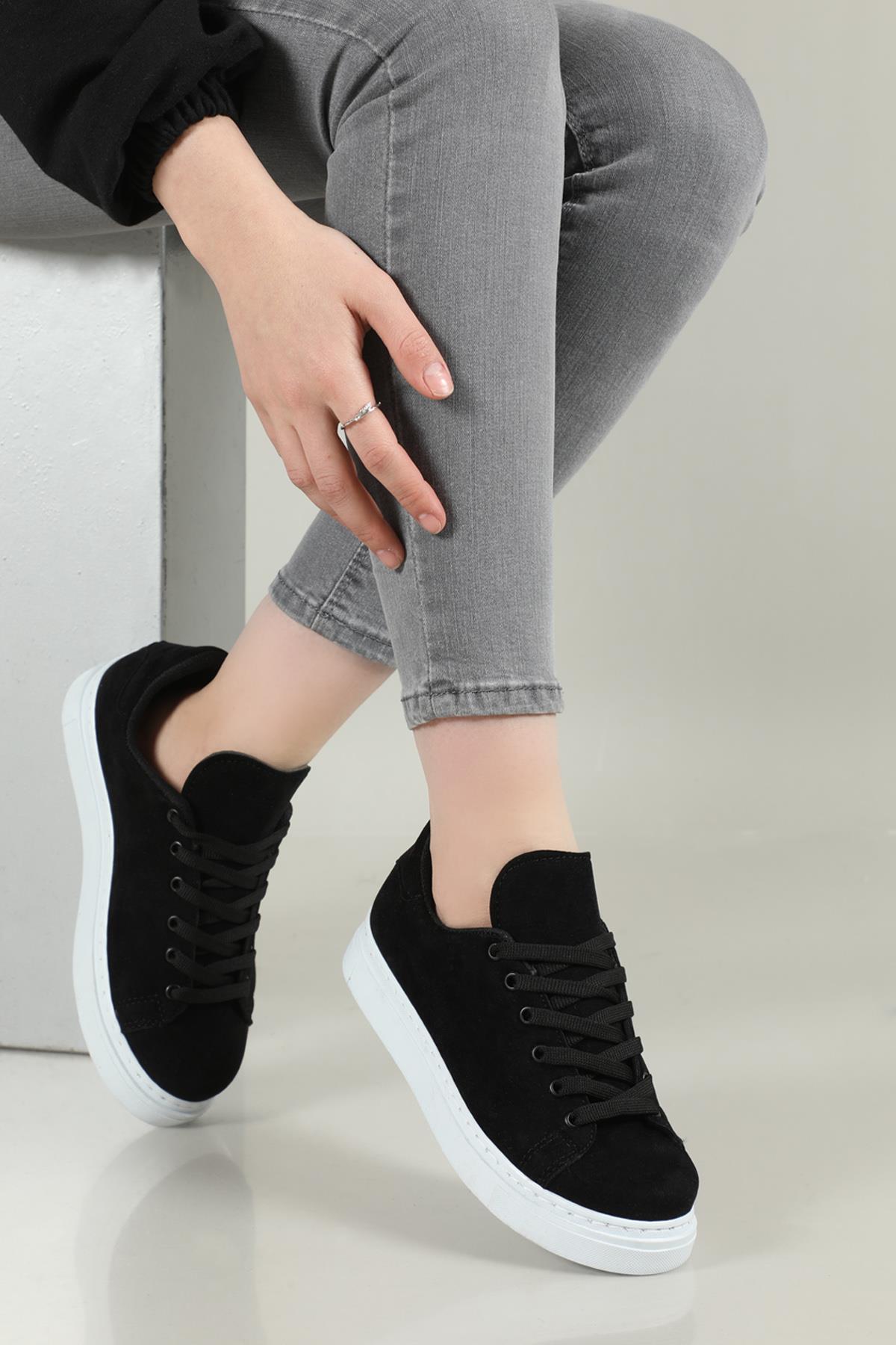 Günlük Rahat Siyah Süet Kadın Spor Ayakkabı SMİTH Kadın Sneaker Beınsteps Beinsteps Smith Kadın Sneaker