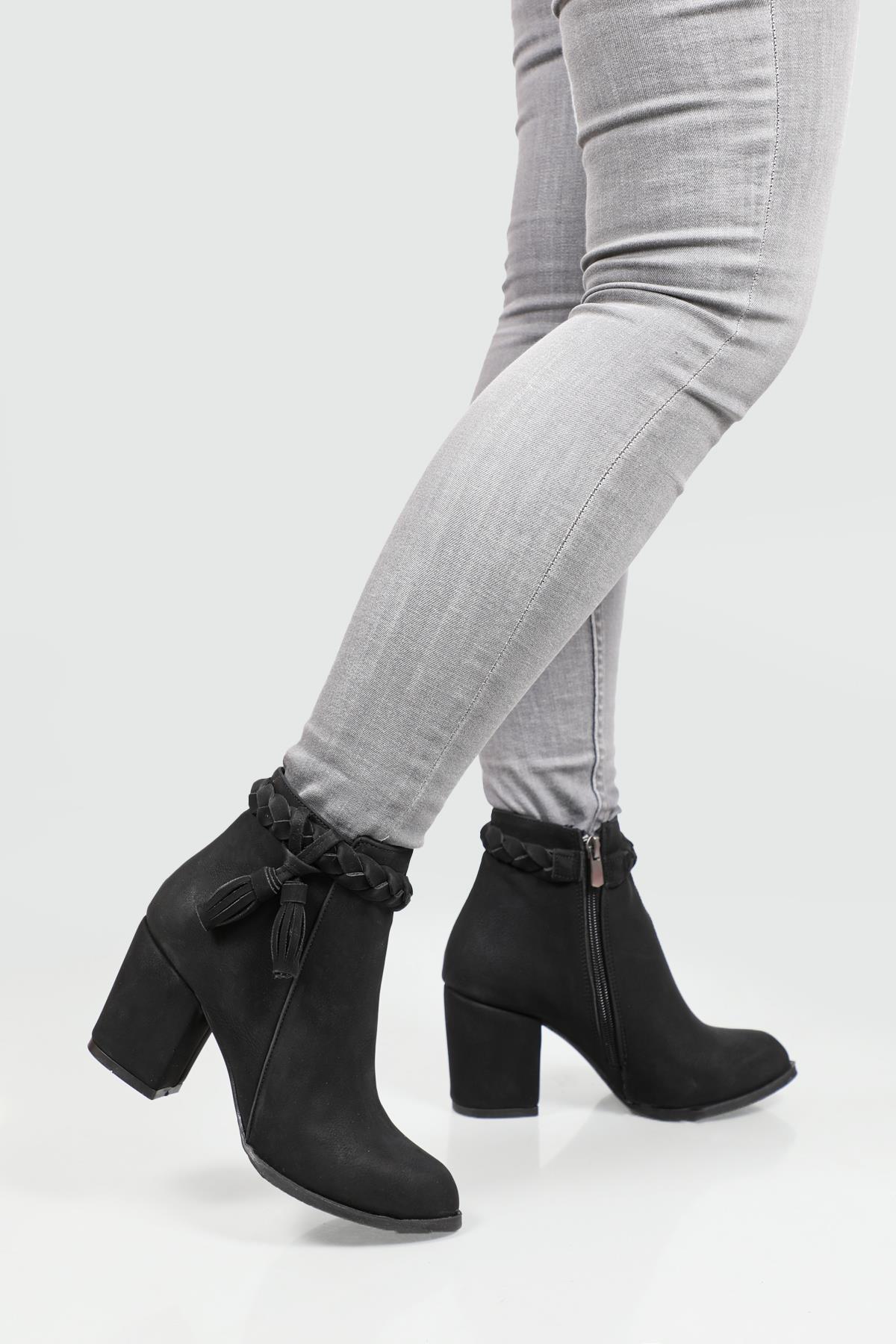 Günlük Rahat Topuklu Siyah Kadın Bot E-9005 Kadın Günlük Conford Bot Carla Bella My Bella E-9005 ZENBOT 21K