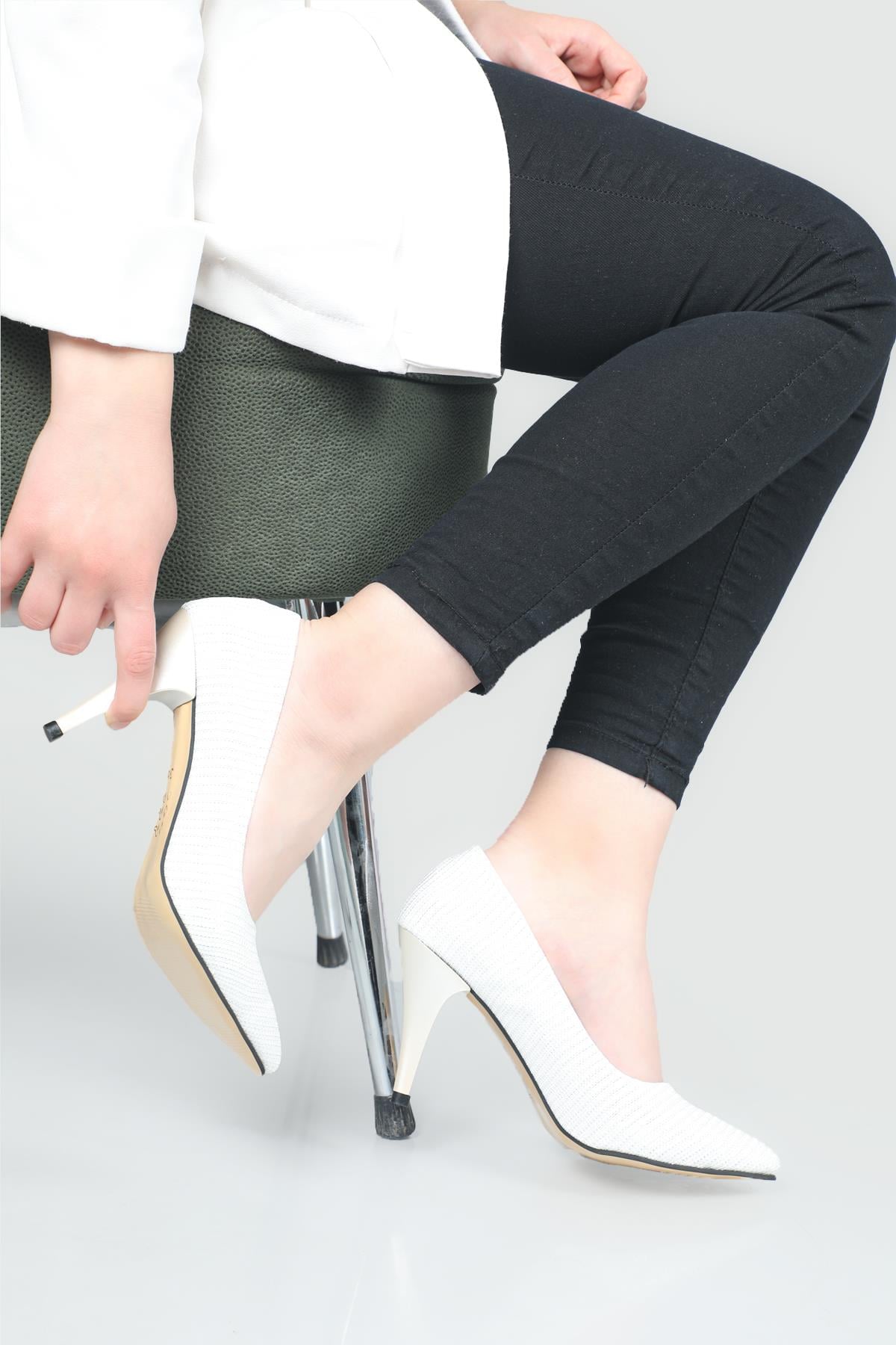Günlük Topuklu Sedef Simli Kadın Ayakkabı N-2500 Kadın Stiletto Carla Bella 7168073