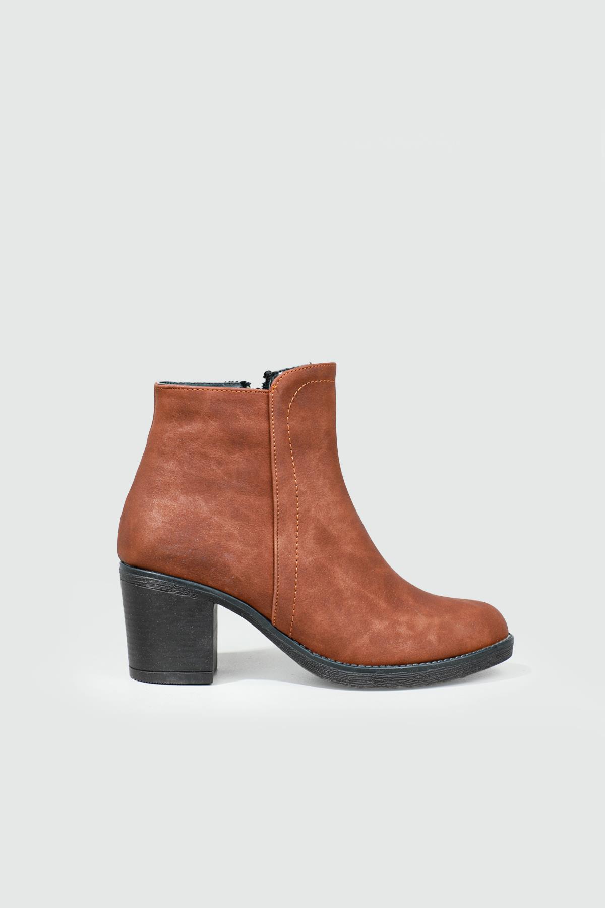 Günlük Topuklu Taba Zümrüt Kadın Bot B-404 Kadın Klasik Bot Carla Bella DORA B-404 HAZIR