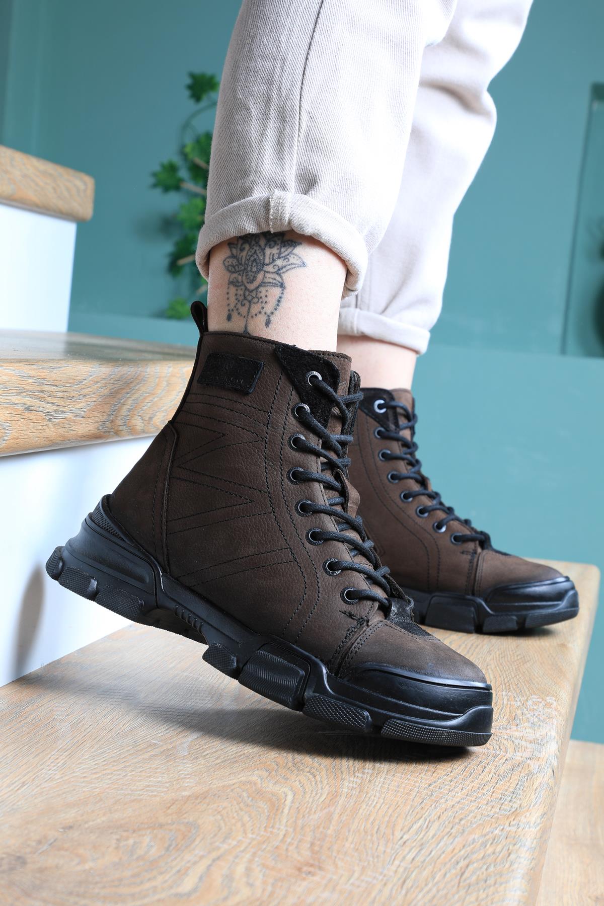 Hakiki Deri Rahat Comfort Kahve Nubuk Unisex Bot 21520 Unisex Günlük Confort Bot Hammer Jack HAMMERJACK21520 UNİSEX BOT