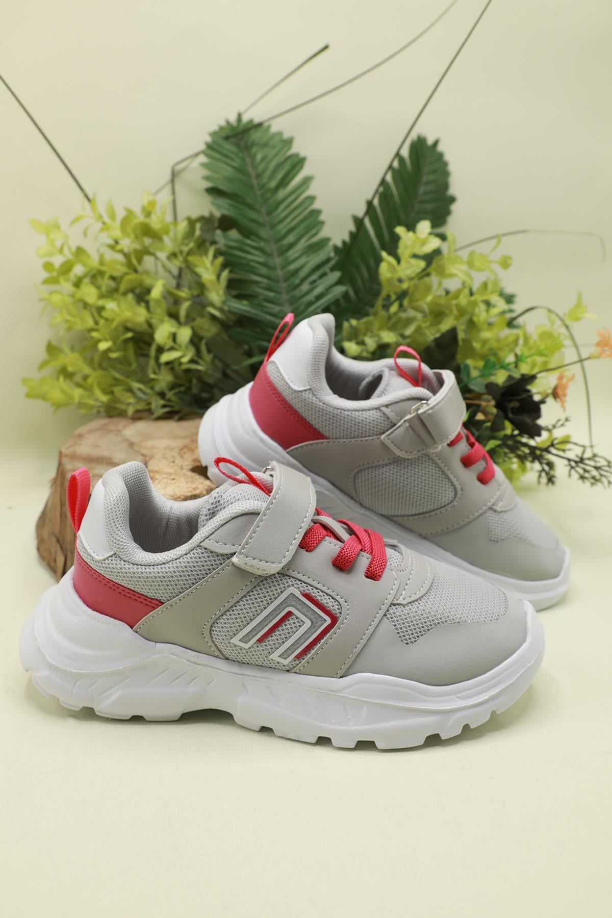 Havalı Ortopedik Gri Çocuk Spor Ayakkabı NEON Çocuk Günlük Spor Ayakkabı Cool COOL NEON ÇOCUK SPOR
