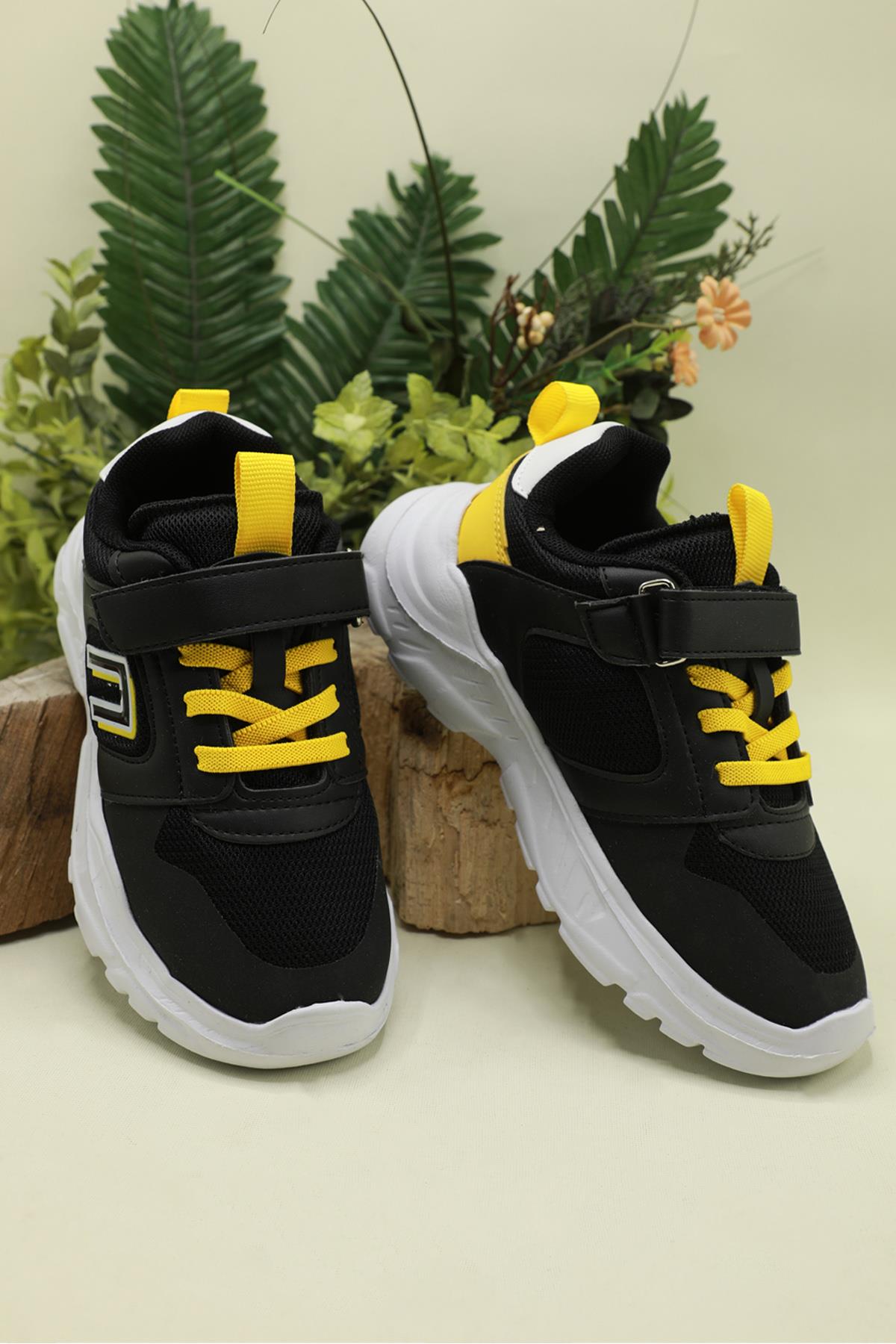 Havalı Ortopedik Siyah Çocuk Spor Ayakkabı NEON Çocuk Günlük Spor Ayakkabı Cool COOL NEON ÇOCUK SPOR
