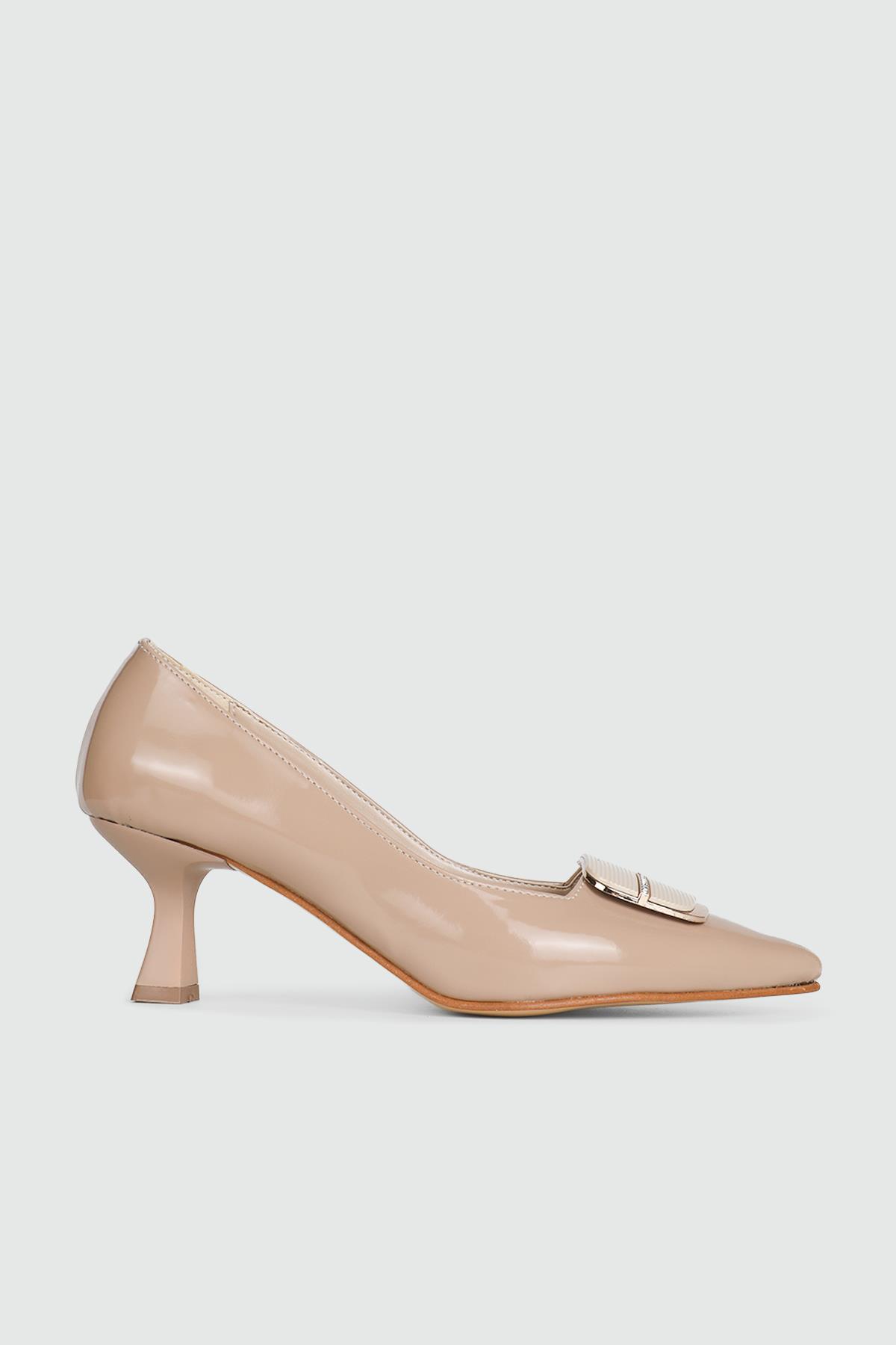 Kadeh Topuklu Sivri Burun Şık Ten Rugan Kadın Ayakkabı MS-YSR105 Kadın Alçak Topuklu MyBella My bella MS-YSR105 KADIN 24K