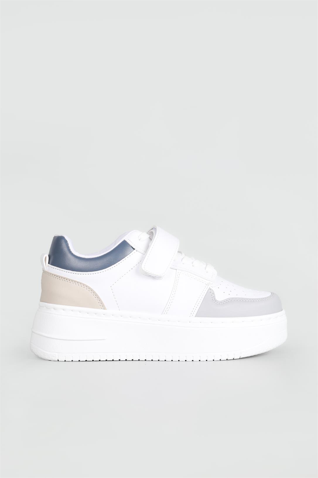 Kalın Taban Bağcıklı Cırtlı Beyaz Laci Kadın Spor Ayakkabı Jenna Kadın Sneaker Beınsteps Beinsteps Ş-17-1 23Y