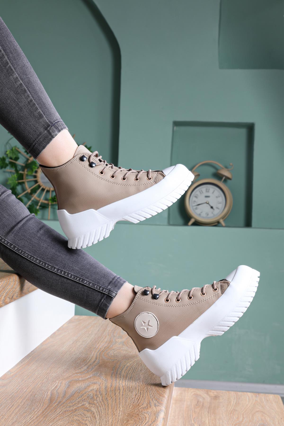 Kalın Taban Boğazlı Cilt Converse Vizon Unisex Spor Ayakkabı 102 Unisex Günlük Spor Ayakkabı Beınsteps Beinsteps 102 Kalın Uzun 22K