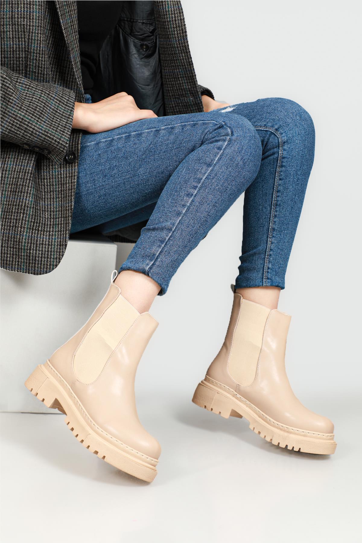 Kalın Taban Lastikli Nut Kadın Bot Ş-45 Kadın Günlük Conford Bot Beınsteps BEİNSTEPS AYLA Ş-45 Kadın Bot