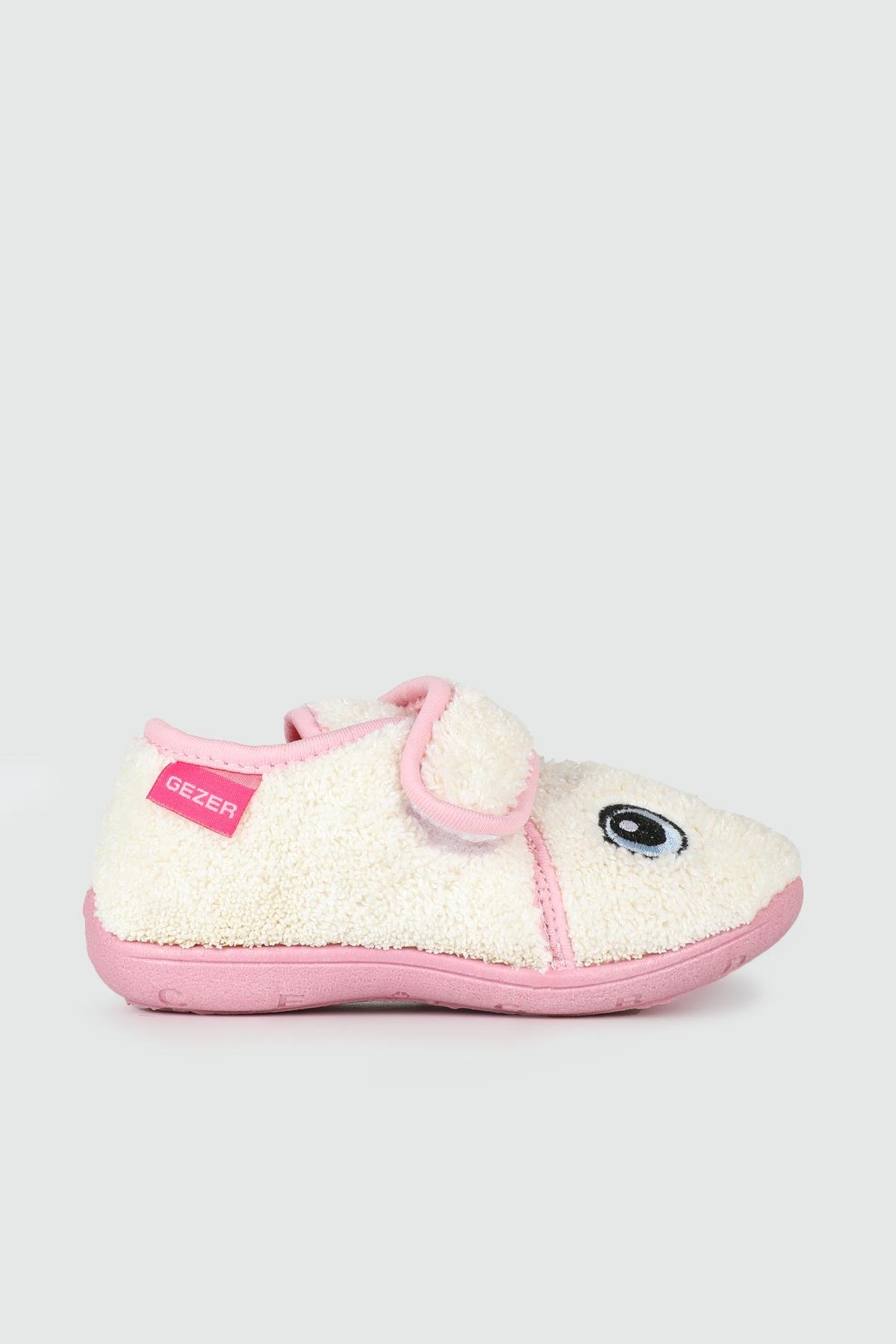 Kaydırmaz Taban Rahat Cırtlı Beyaz Pembe Çocuk Panduf 3428 Çocuk Panduf Gezer GEZER 3428 PAT KIZ PANDUF