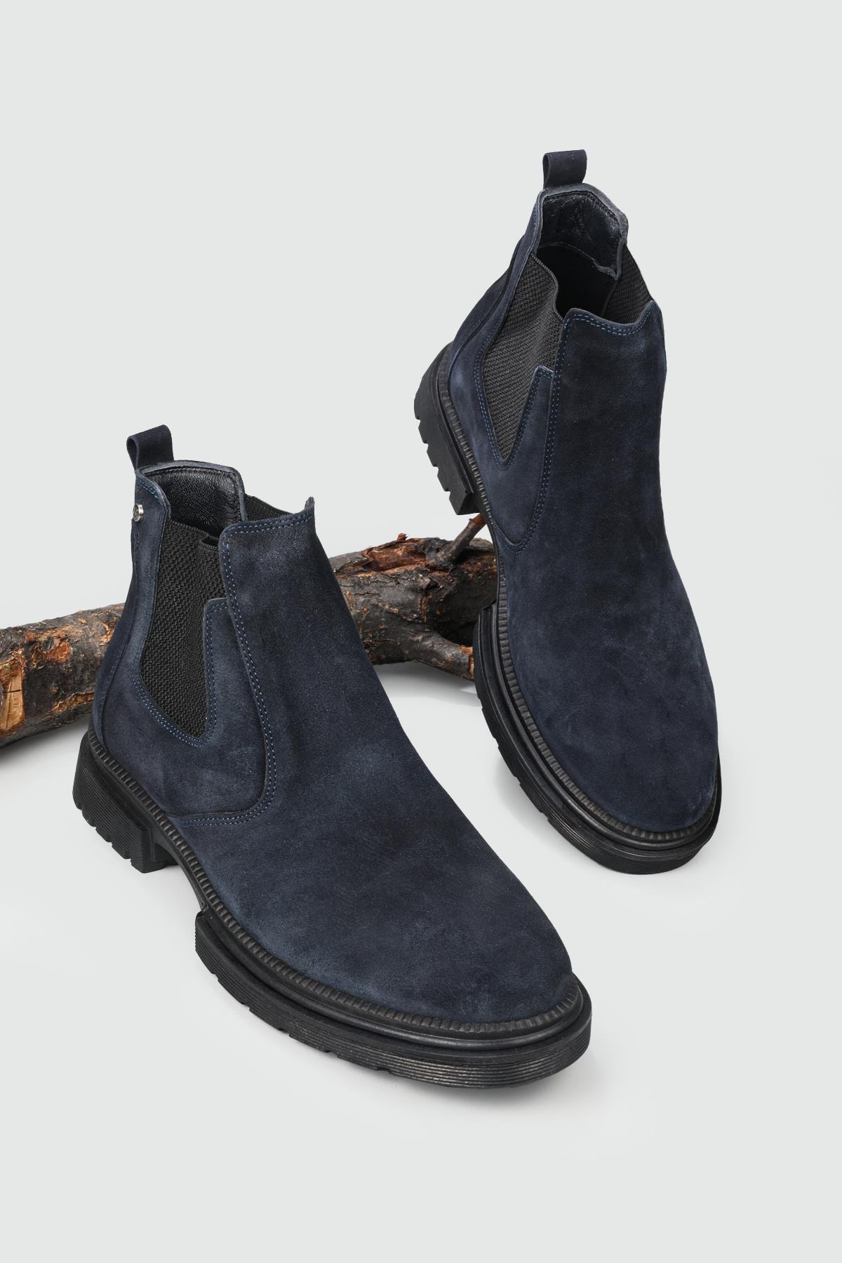 Kaymaz Taban Hakiki Deri Rahat Lastikli Laci Nubuk Erkek Bot 22K-1 Erkek Günlük Confort Bot Wow Plus BOOTS 22K-1 MER LIKRALI BOT