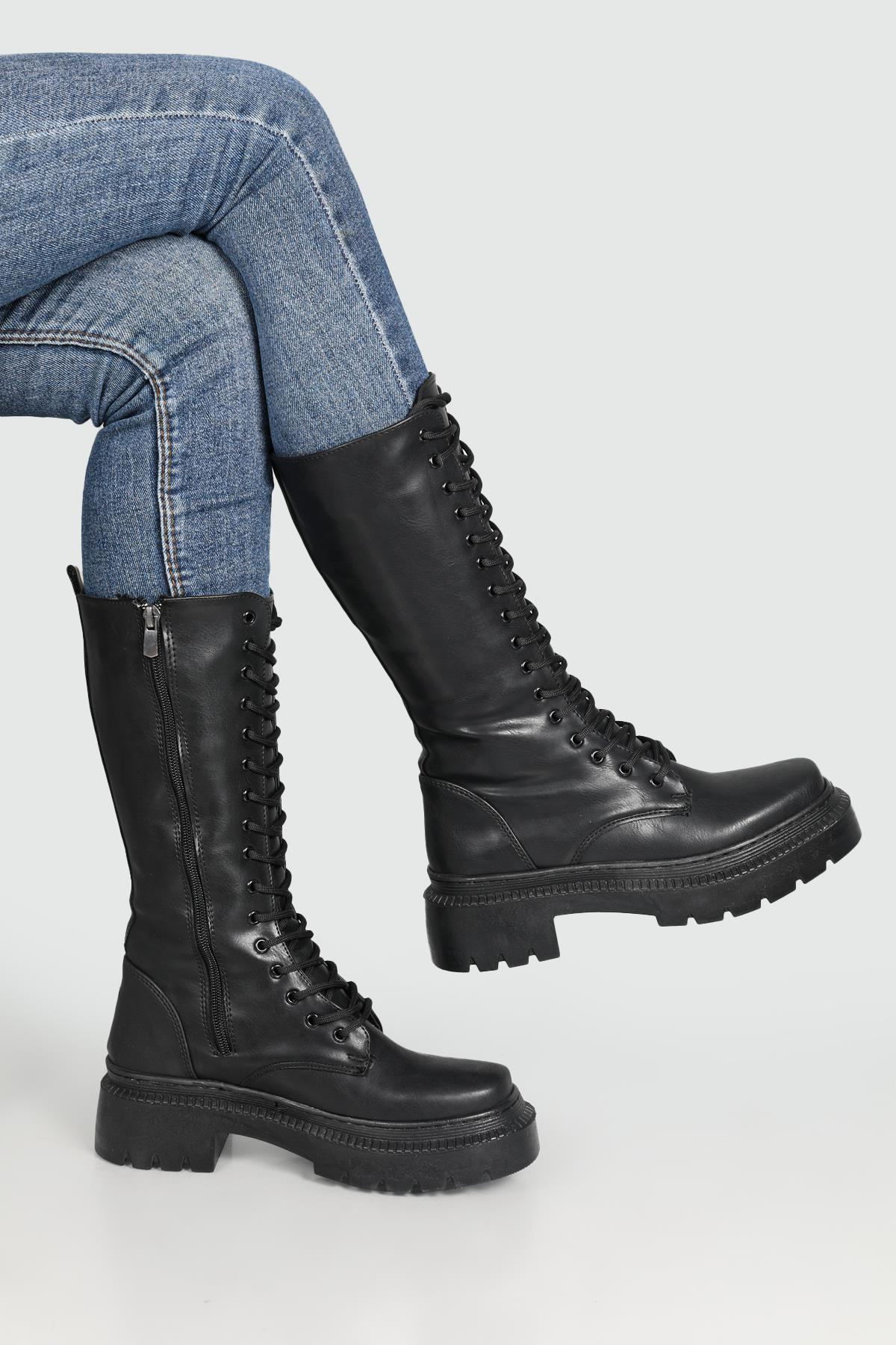 Kaymaz Taban Postal Siyah Kadın Bot Ş-64 Kadın Günlük Conford Bot Carla Bella My Bella Antonio Ş-64 22K