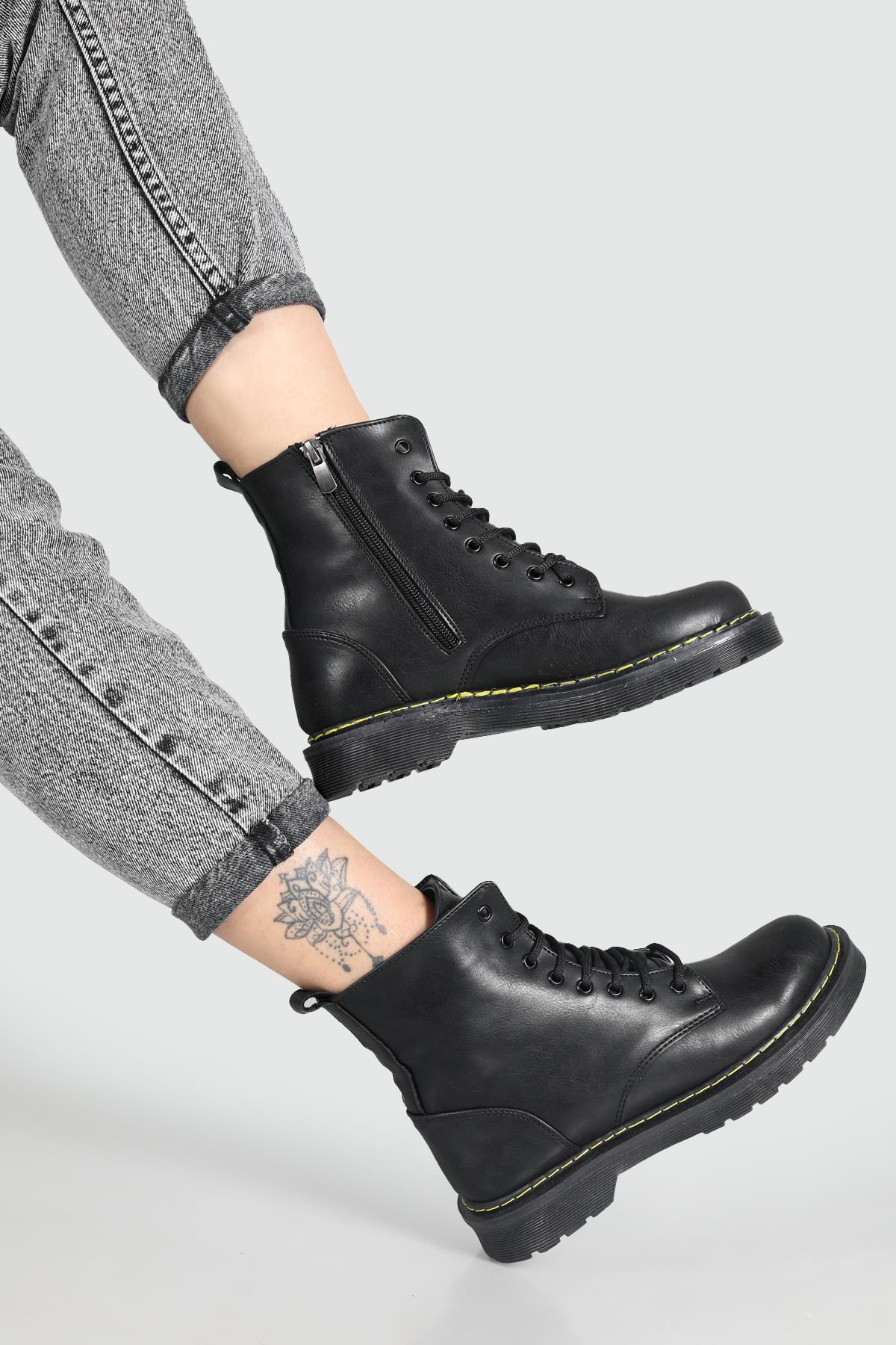 Kaymaz Taban Postal Siyah Kadın Bot Ş-35 Kadın Günlük Conford Bot Beınsteps ŞANZEZİLE Ş-35 BOT