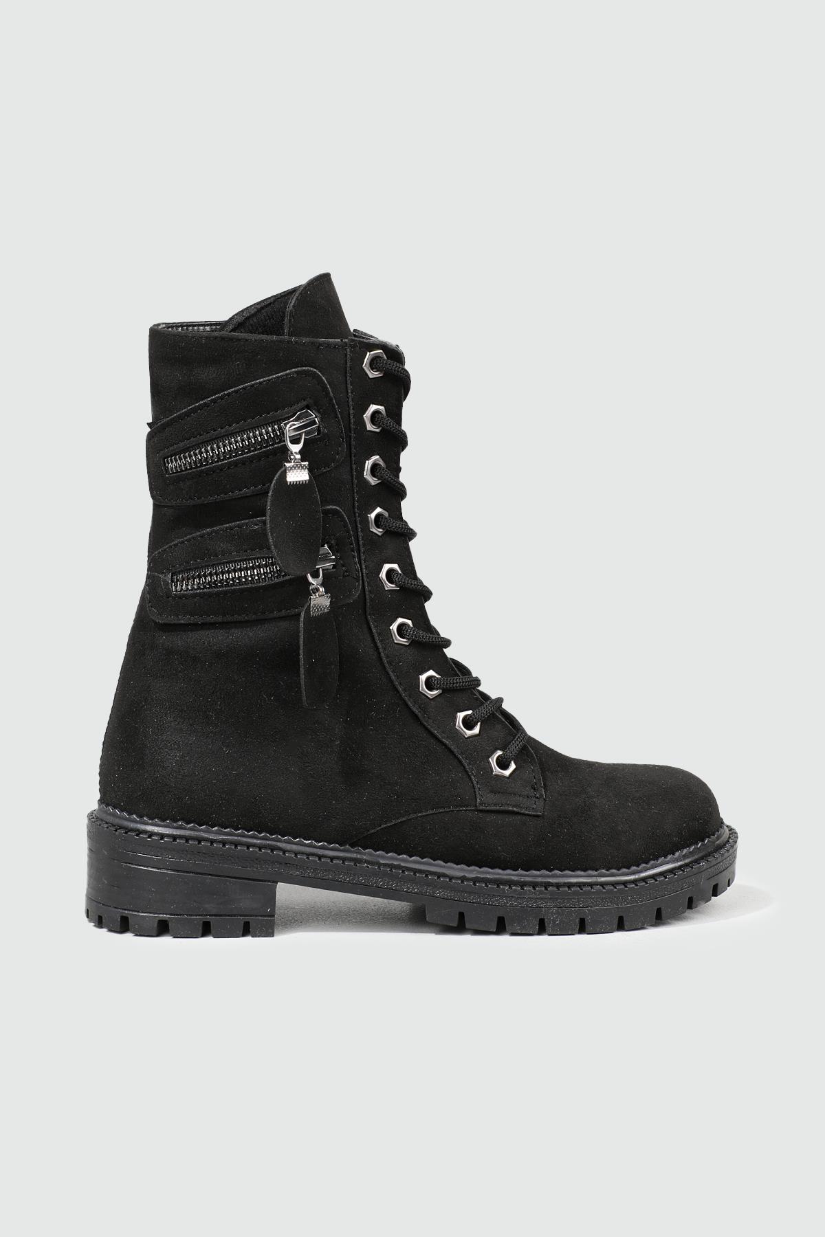 Kaymaz Taban Postal Siyah Süet Kadın Bot BT-102 Kadın Günlük Conford Bot Beirut Beirut B-102 Kadın Bot