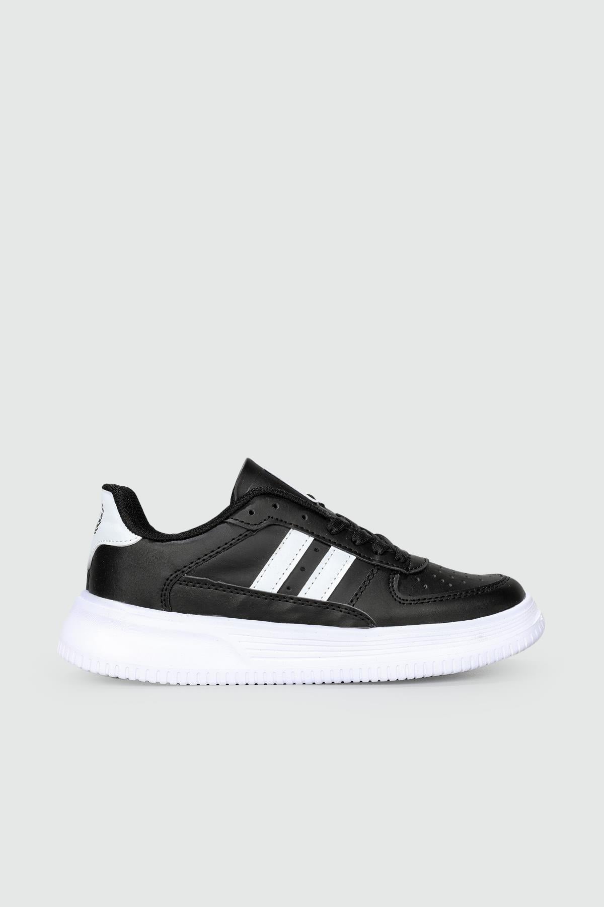 Nefes Alır Bağcıklı Siyah Beyaz Unisex Spor Ayakkabı 584 Unisex Günlük Spor Ayakkabı BLACK SEA BLACK SEA 584 UNİSEX CİLT SPOR