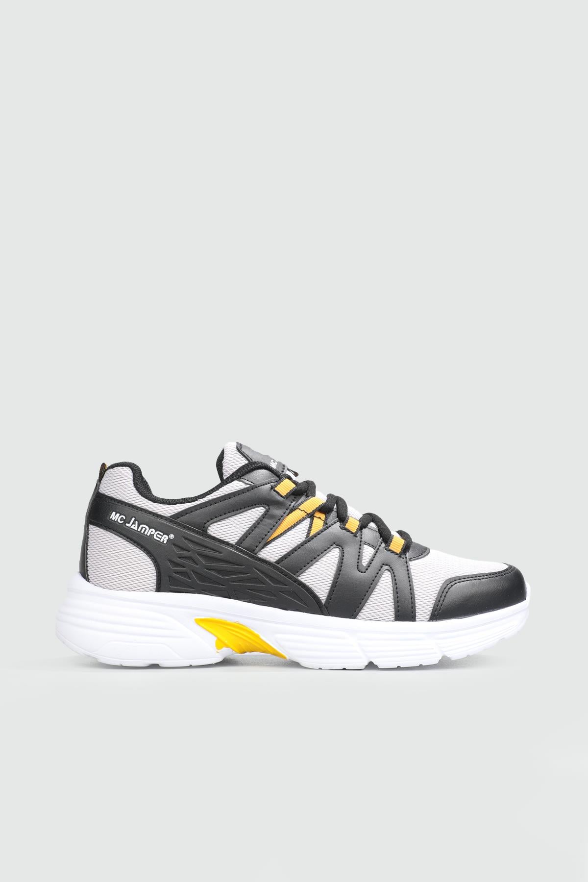 Nefes Alır Fileli Bağcıklı Siyah Buz Sarı Erkek Spor Ayakkabı 2111 Erkek Günlük Spor Ayakkabı Jamper MC JAMPER 2111 MER SPOR 22Y
